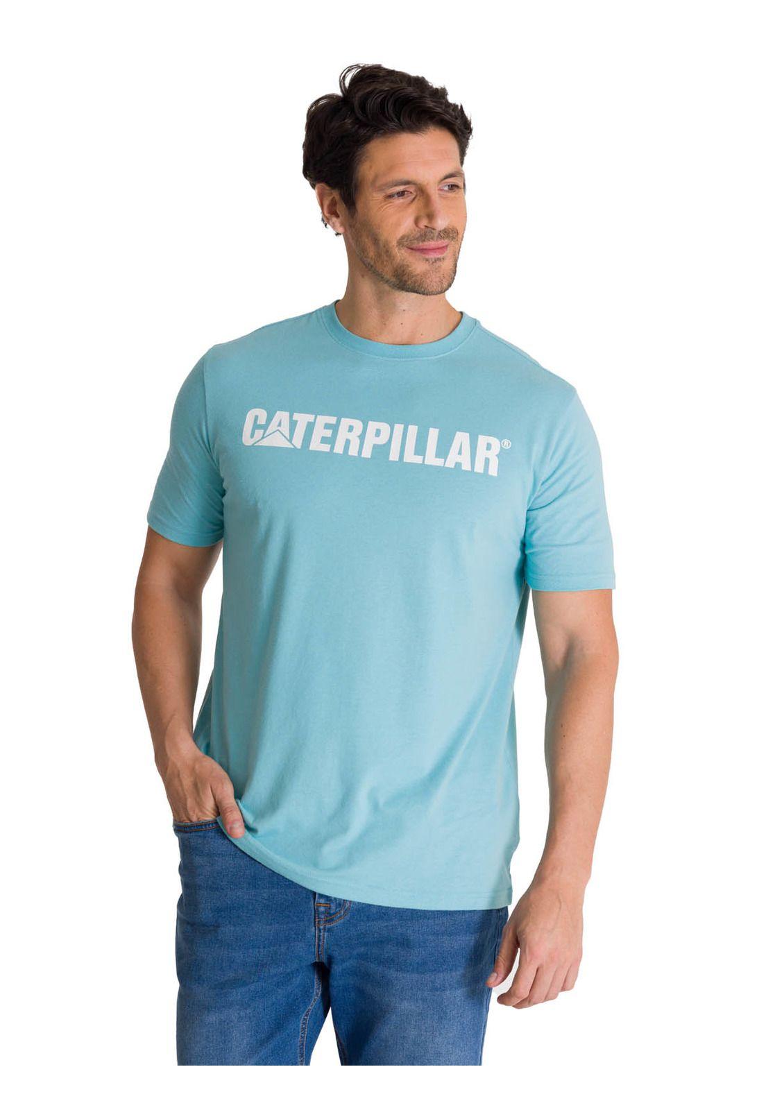 Polera Manga Corta Hombre Logoerpillar Celeste-0