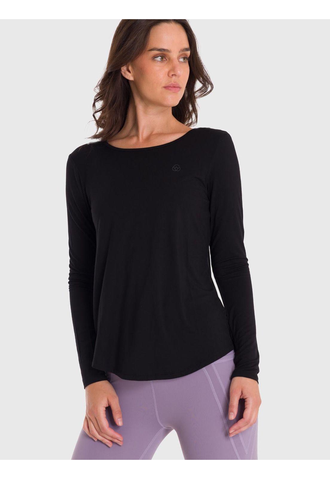 Polera Mujer Modal Round Neck Negra-3