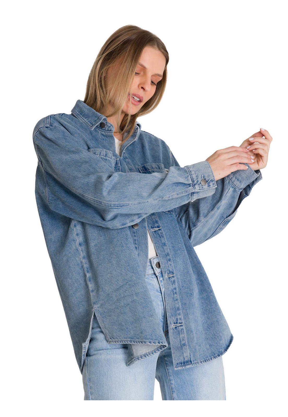 Chaqueta Oversized Mujer Denim Azul-0