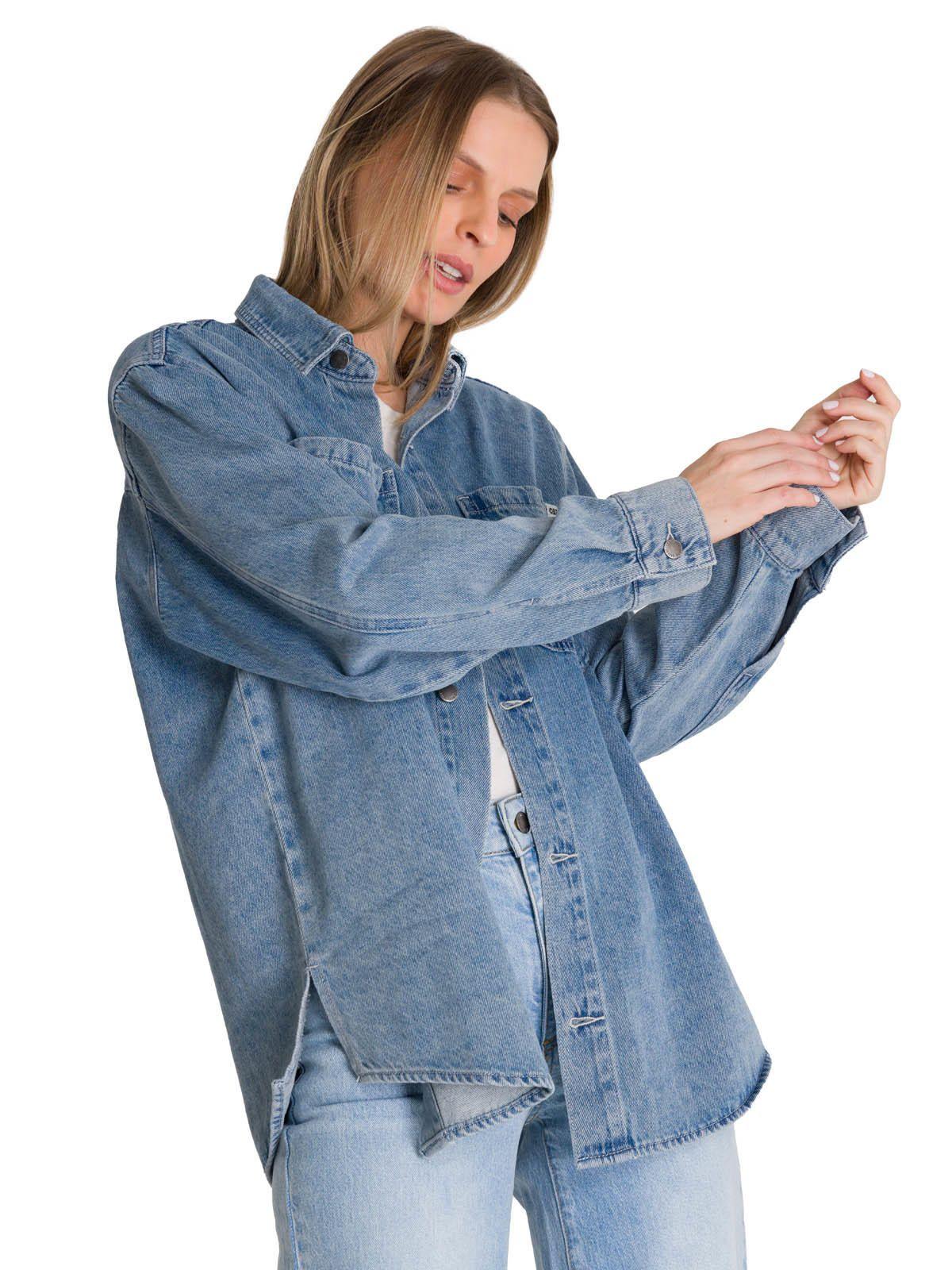 Chaqueta Oversized Mujer Denim Azul-0