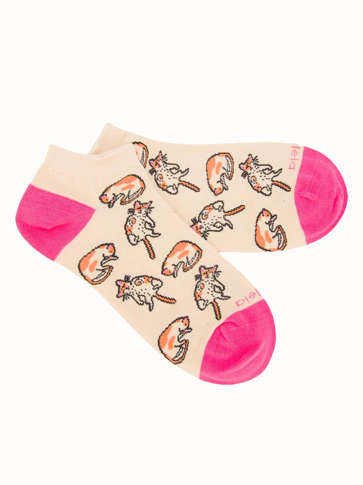 Calcetín Algodón Mujer Ped Gatus Beige-2