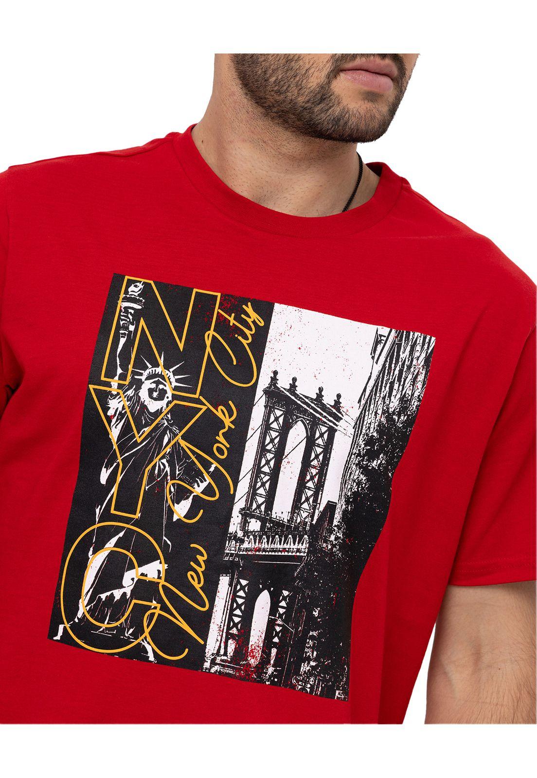 Polera M/C Retro Sport Graphic Rojo Hombre-3