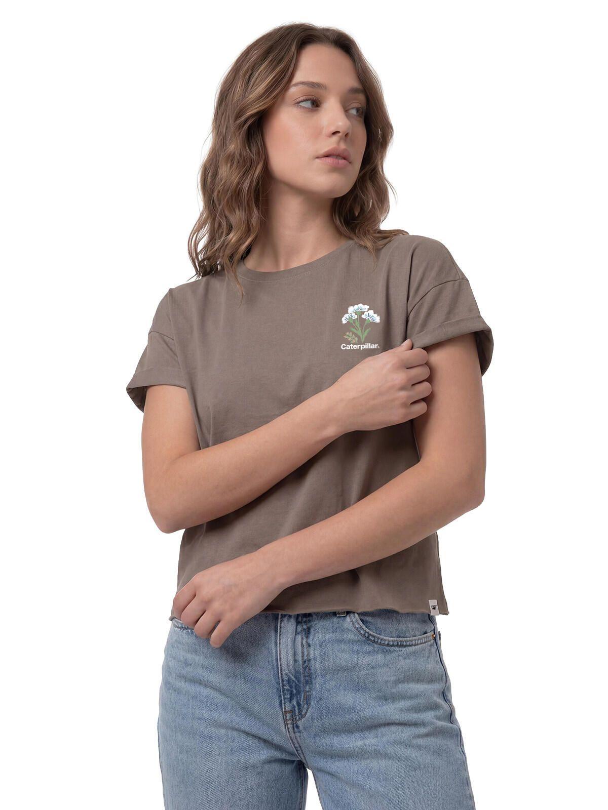 Polera Manga Corta Mujer Cross Stitch Café-0