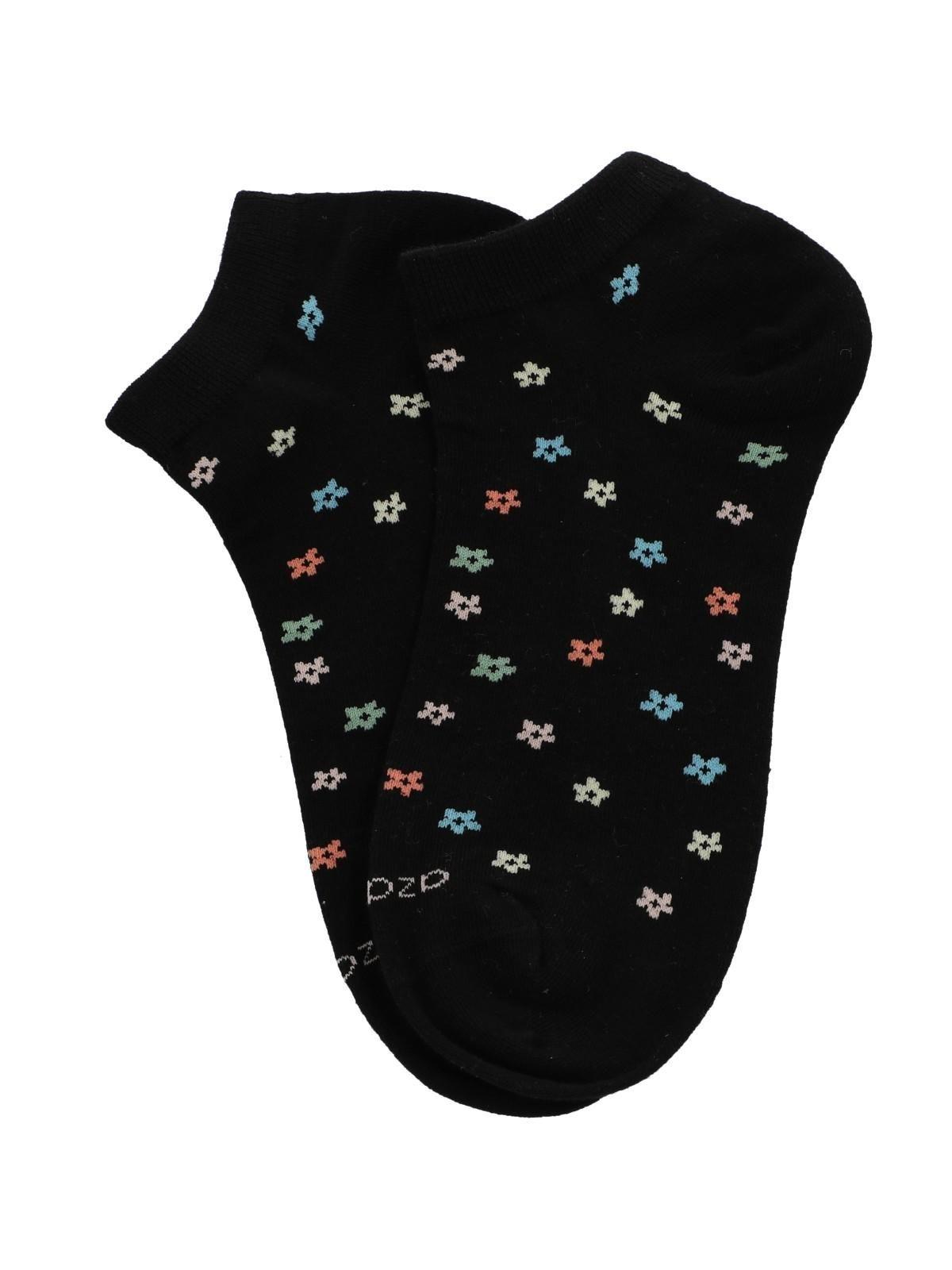 Calcetín Algodón Mujer Ped Flori Negro-2