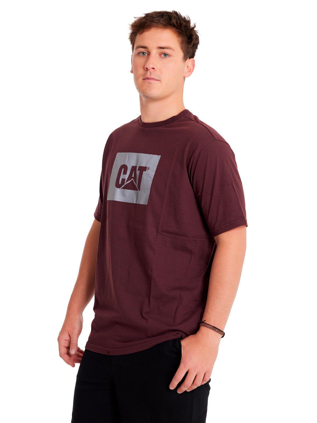Polera Manga Corta Hombre Reflective Cat LogoBurdeo-1