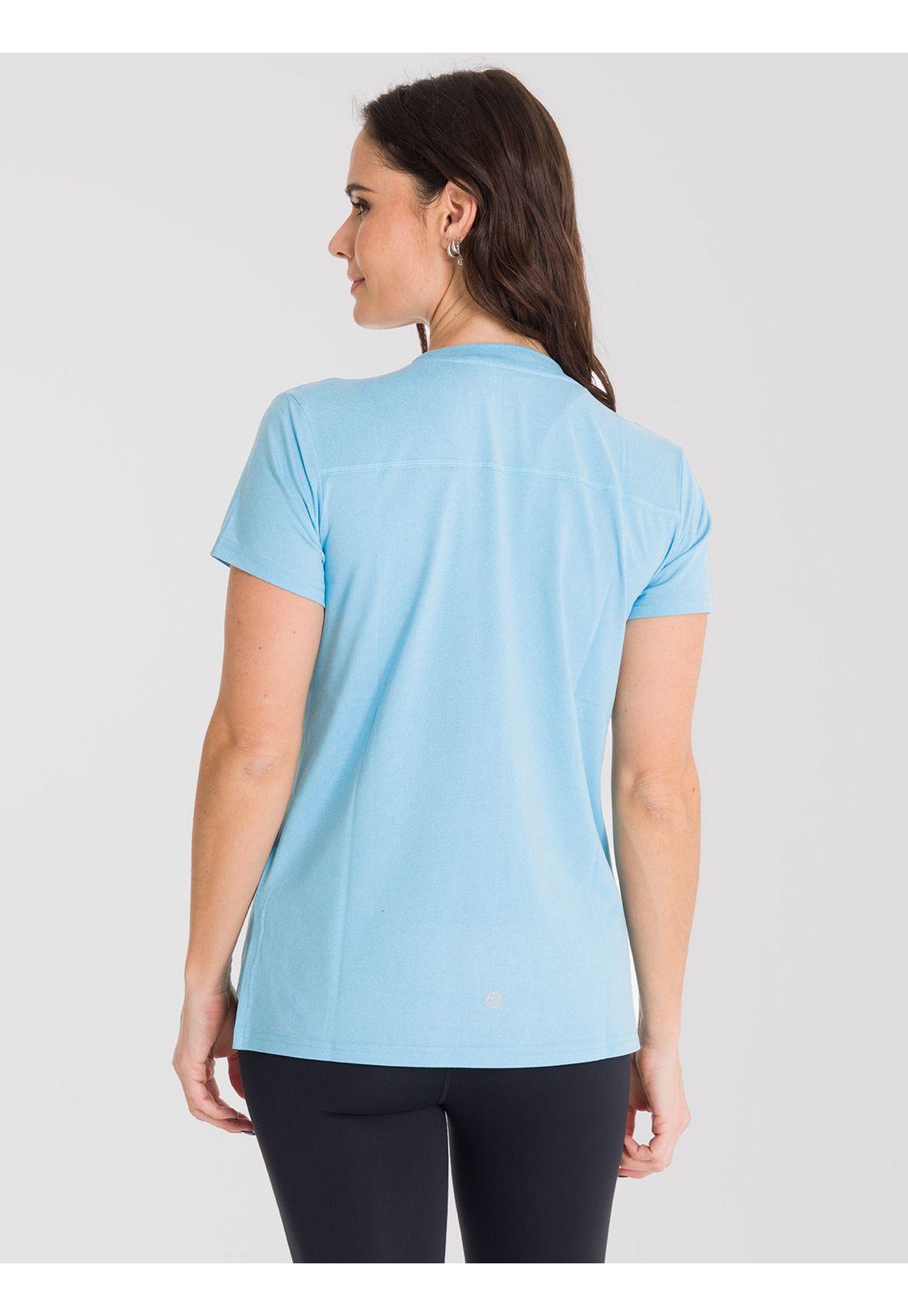 Polera deportiva Mujer cuello en V Celeste-1