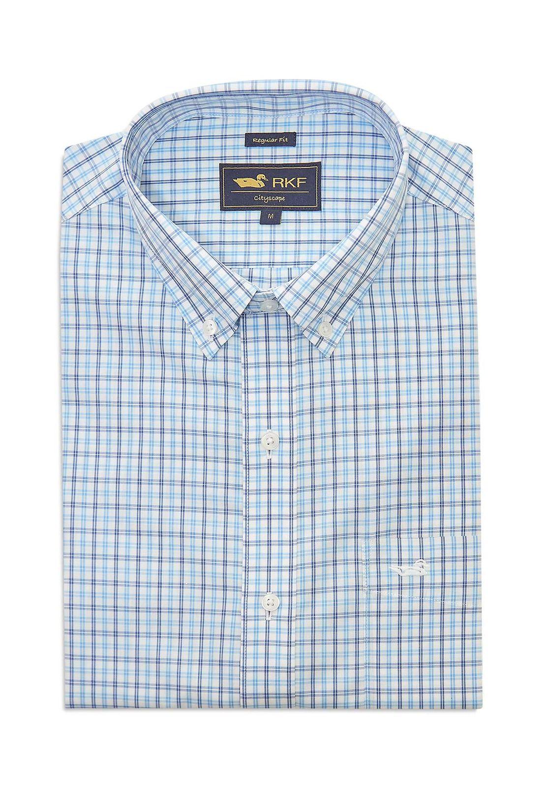 Camisa Libre de Arrugas Algodón Hombre Celeste-0