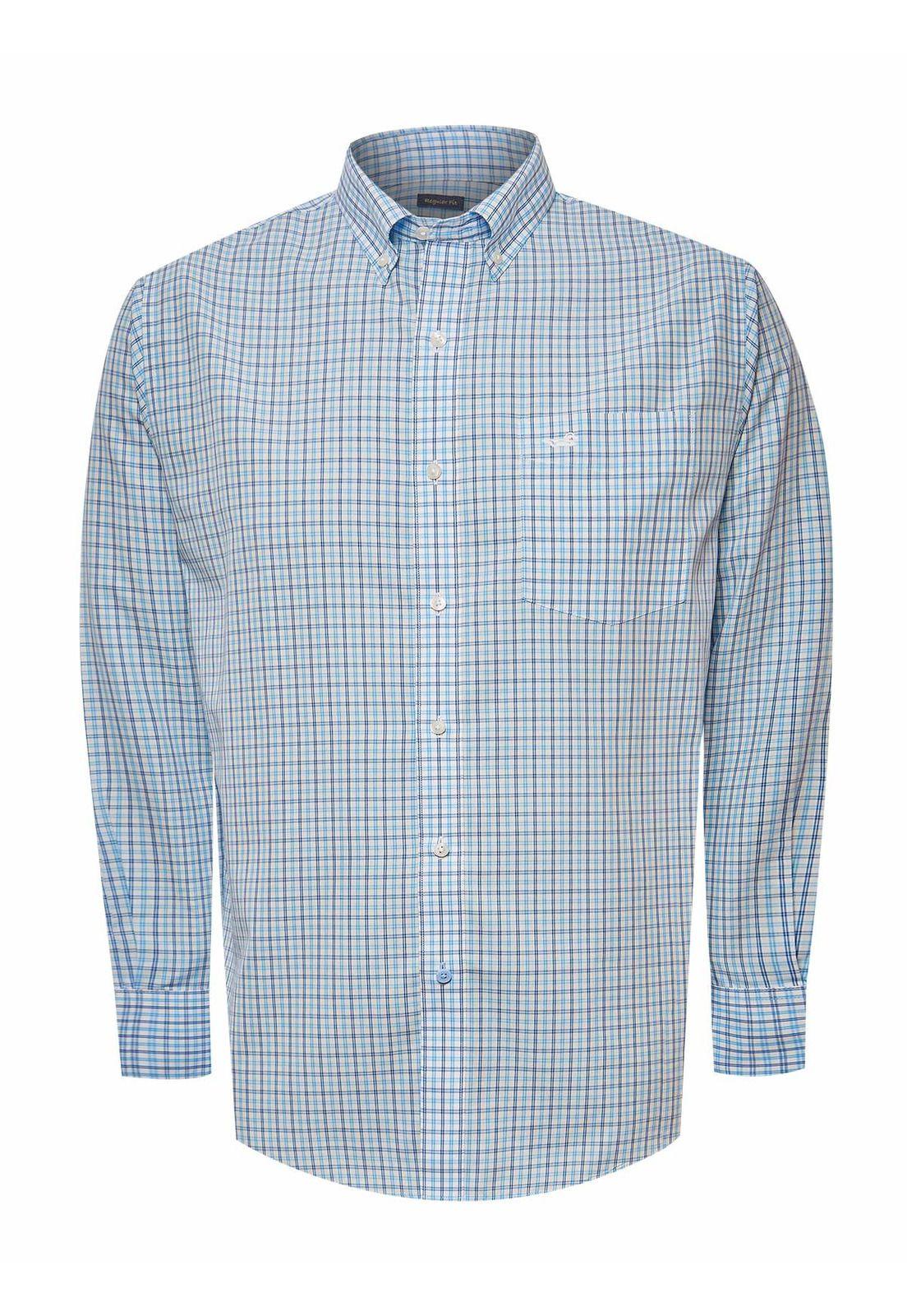 Camisa Libre de Arrugas Algodón Hombre Celeste-1