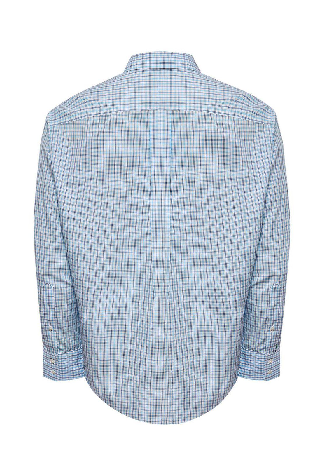 Camisa Libre de Arrugas Algodón Hombre Celeste-3