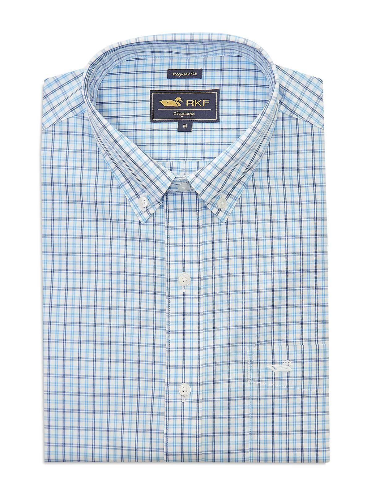 Camisa Libre de Arrugas Algodón Hombre Celeste-0