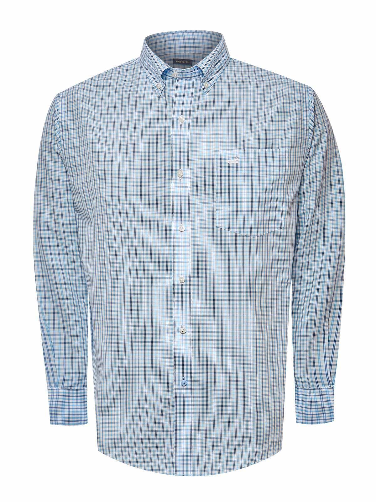 Camisa Libre de Arrugas Algodón Hombre Celeste-1