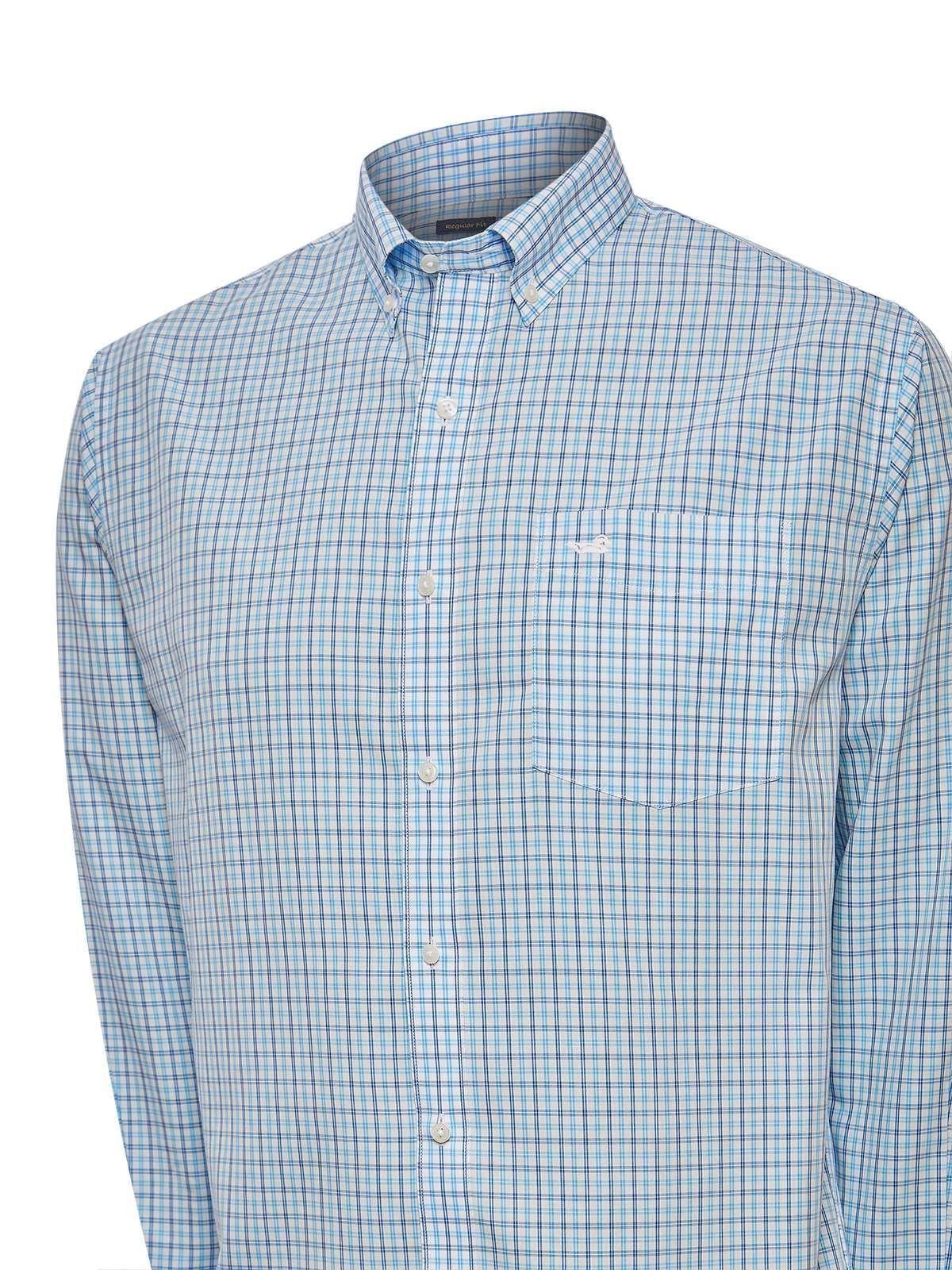 Camisa Libre de Arrugas Algodón Hombre Celeste-4
