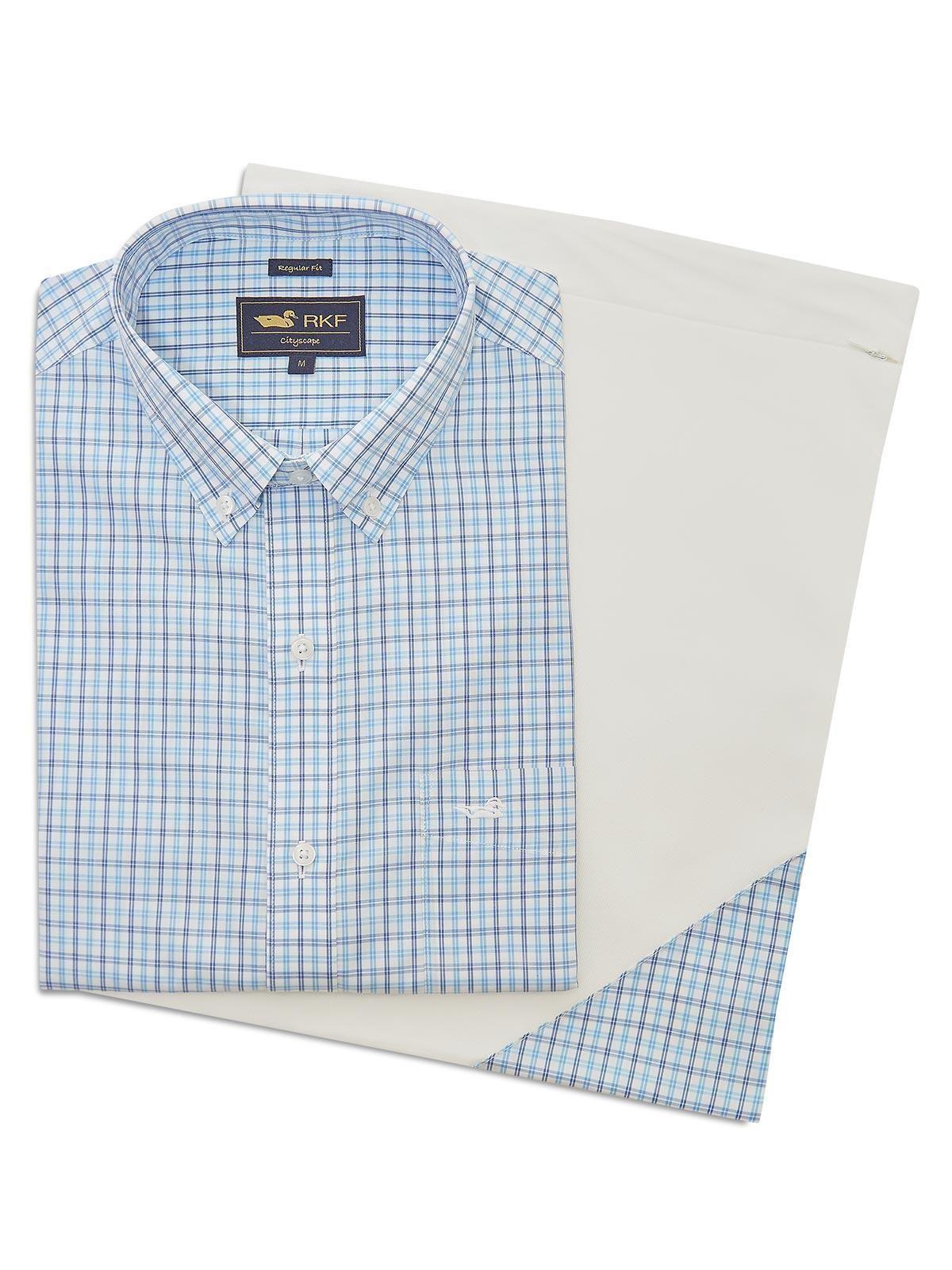 Camisa Libre de Arrugas Algodón Hombre Celeste-5