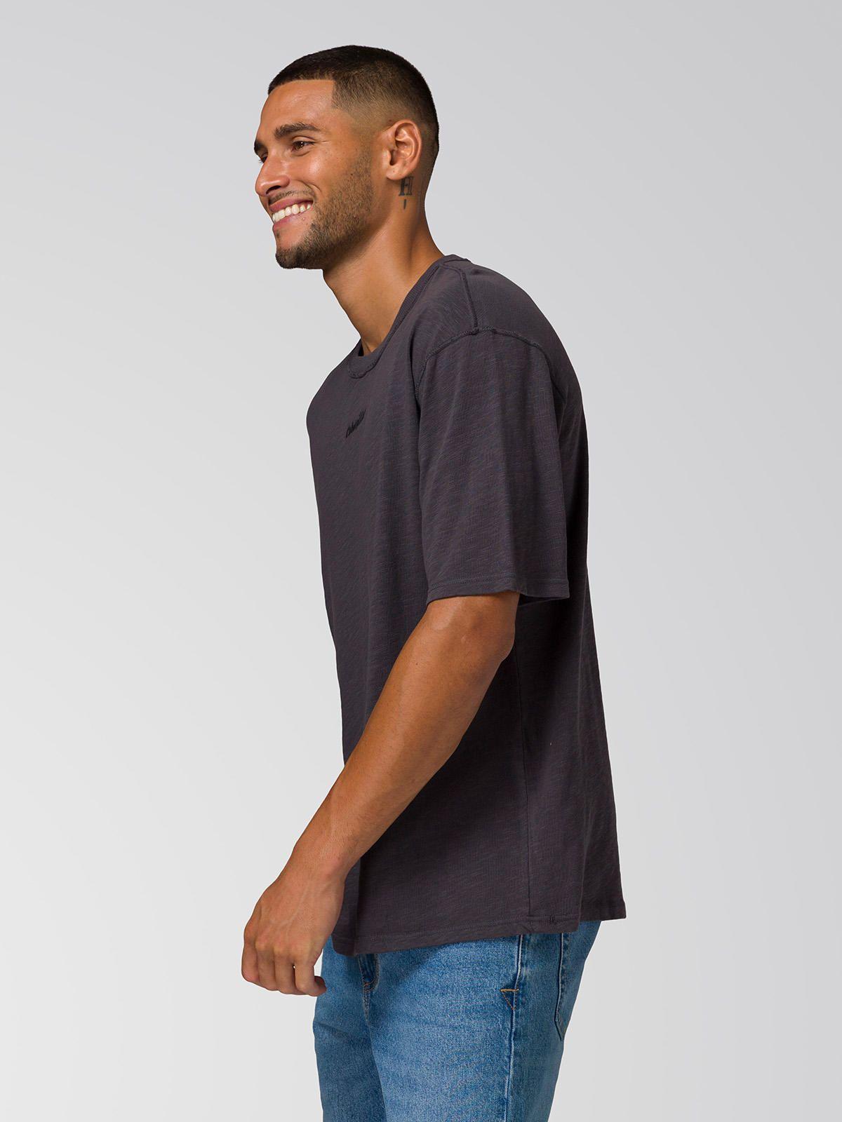 Polera Manga Corta Hombre Slub Knit Relaxed Negro-4