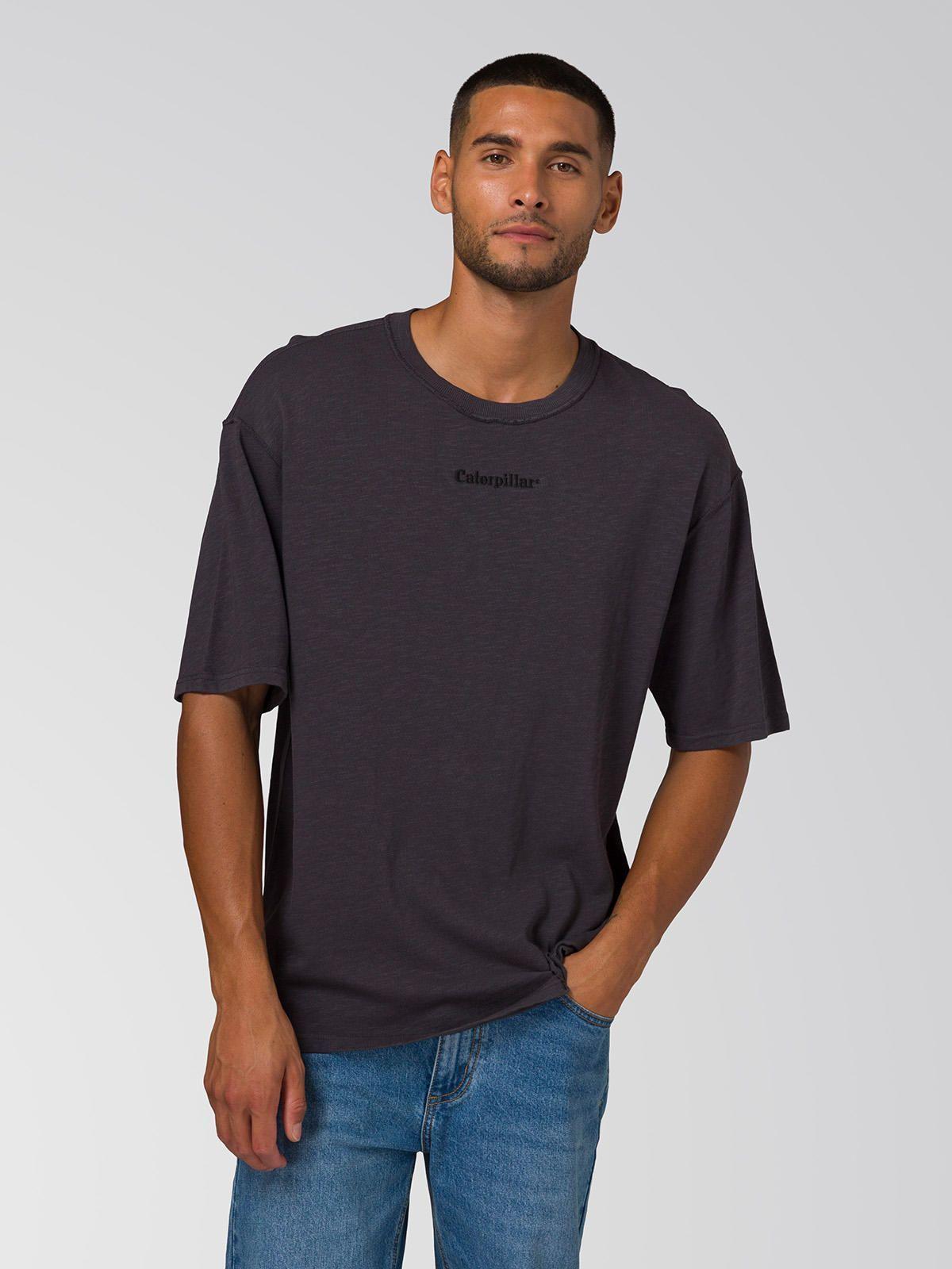 Polera Manga Corta Hombre Slub Knit Relaxed Negro-1