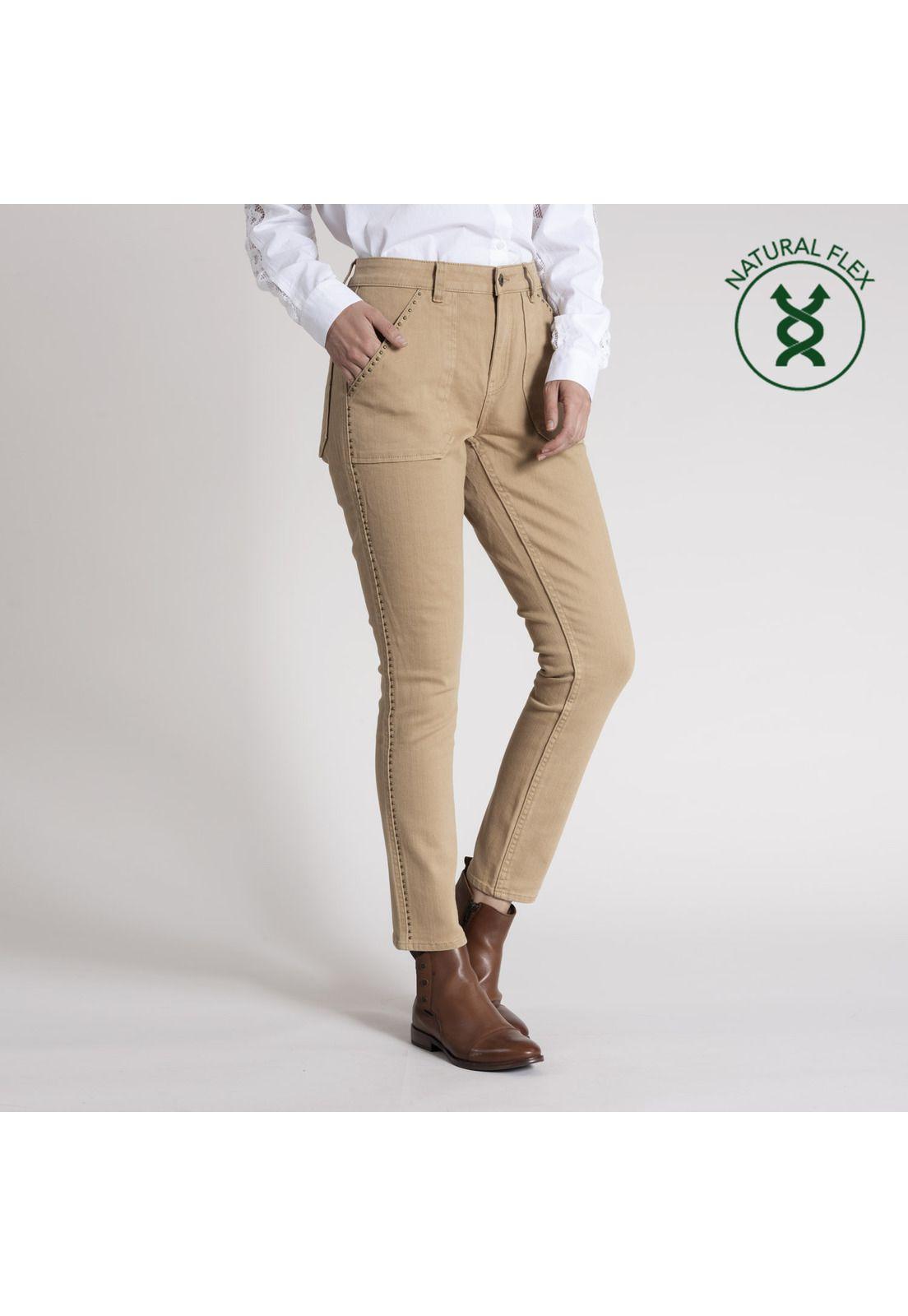 Jeans Mujer Lise Algodón Beige-0