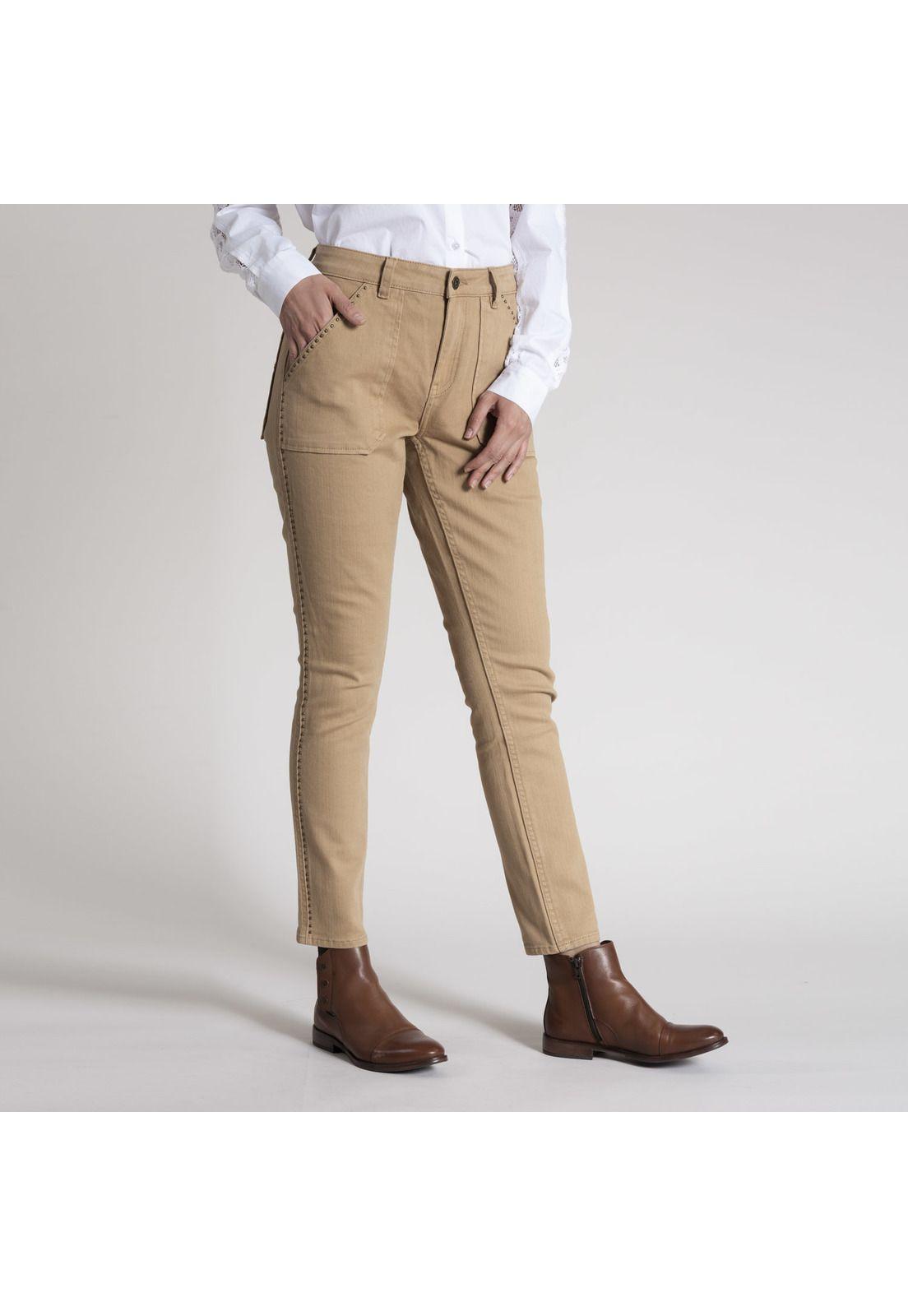 Jeans Mujer Lise Algodón Beige-1