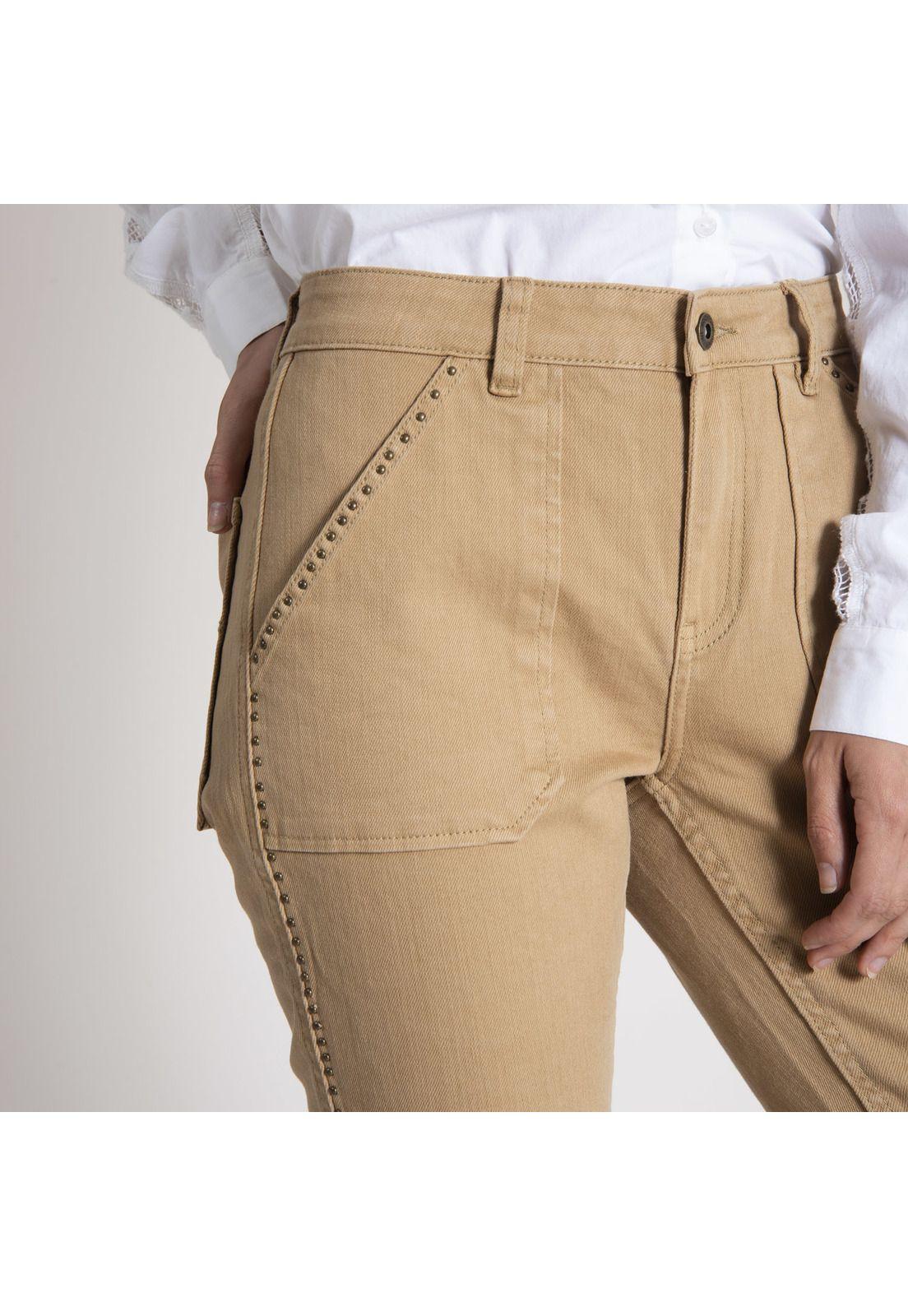 Jeans Mujer Lise Algodón Beige-5