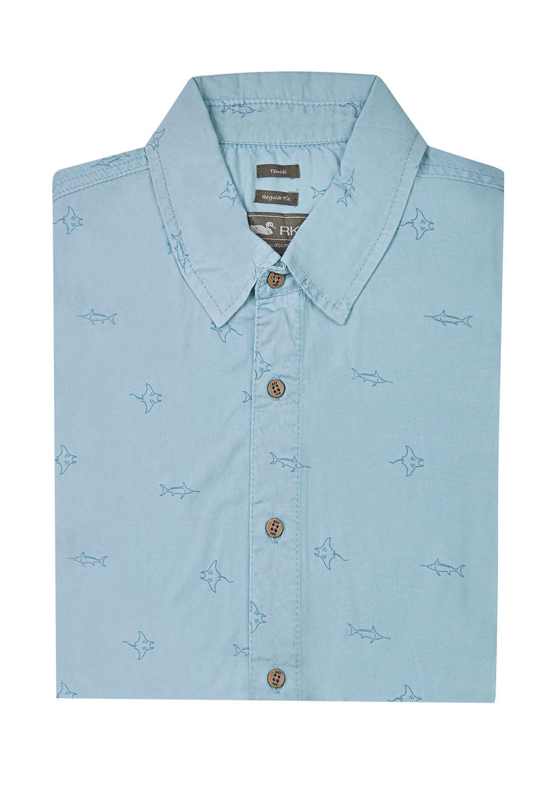 camisa Tencel Azul Tencelprint Hombre -4