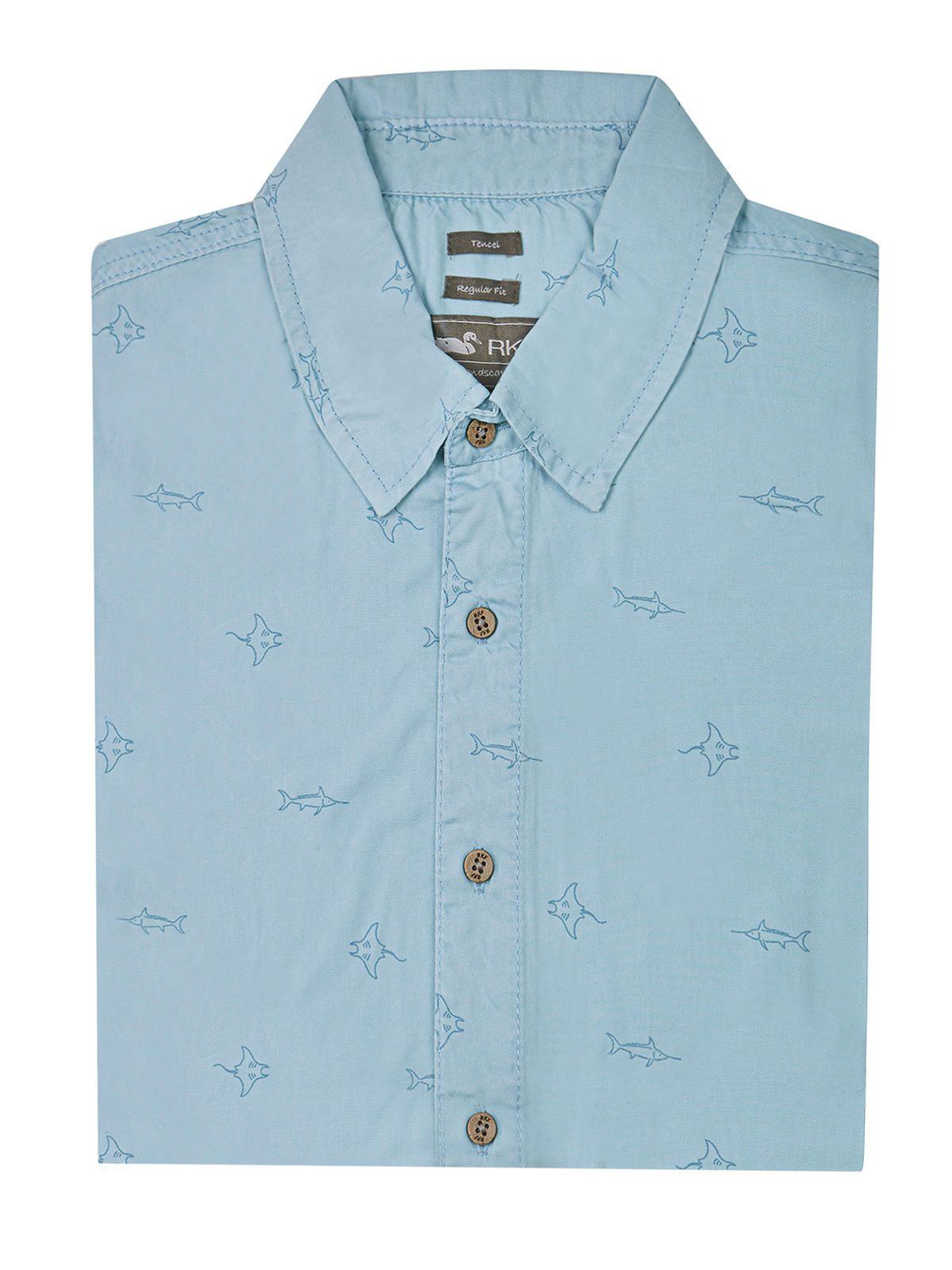 camisa Tencel Azul Tencelprint Hombre -4