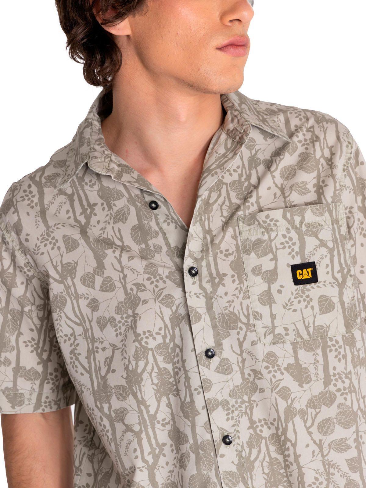 Camisa Manga Corta Hombre Relax Print Poplin Beige-4