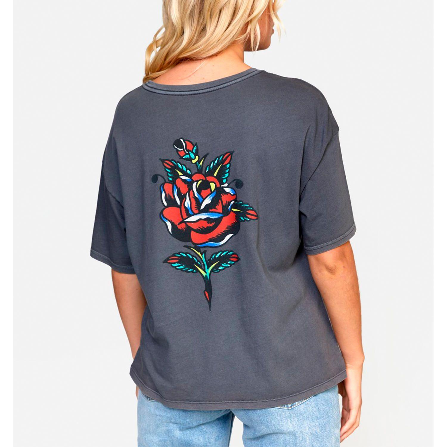 Polera Manga Corta Mujer Frank Rose Bf Tee Grafito-3