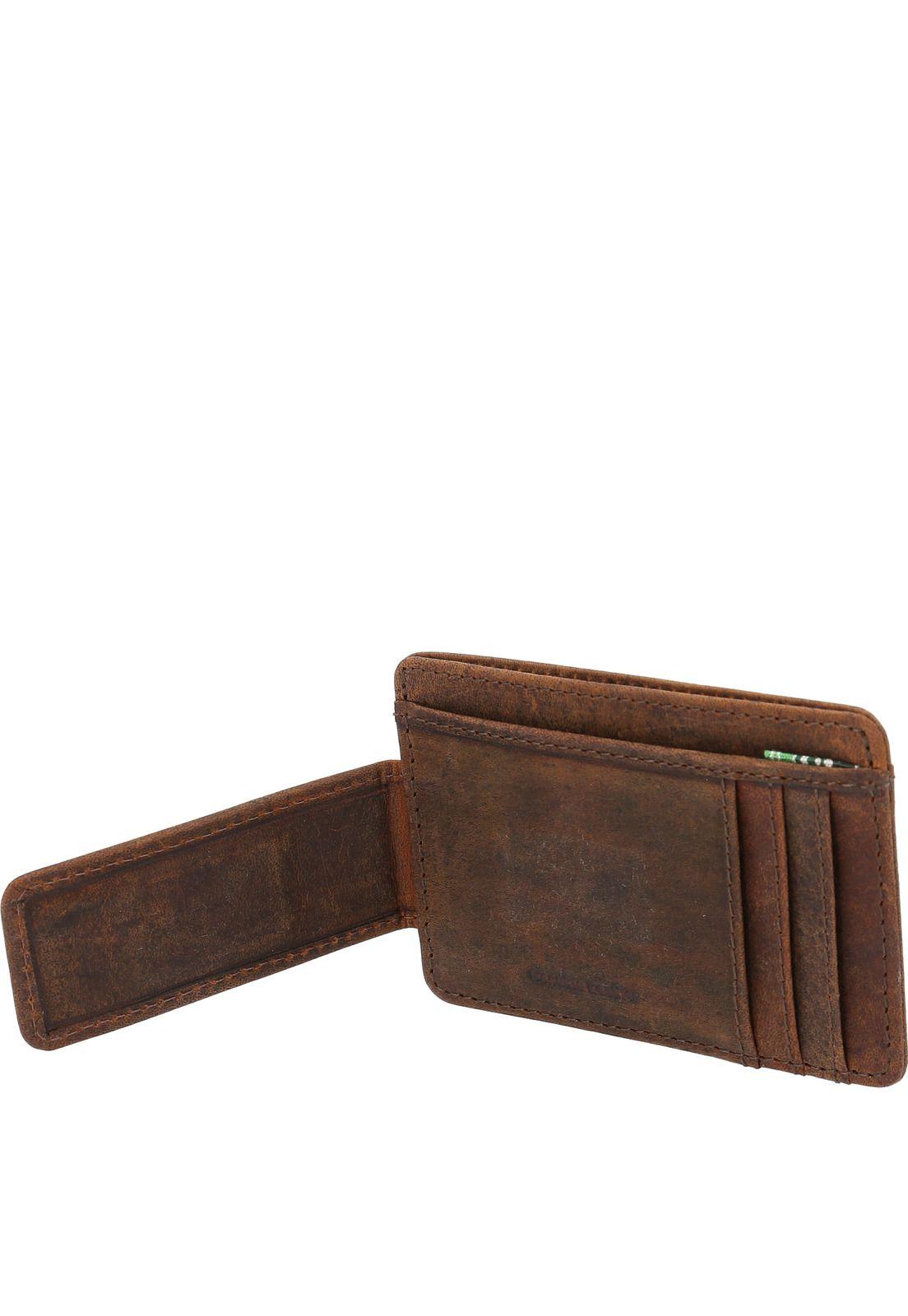 Billetera Cuero Hombre Hhu Cardhold Clip Café-3