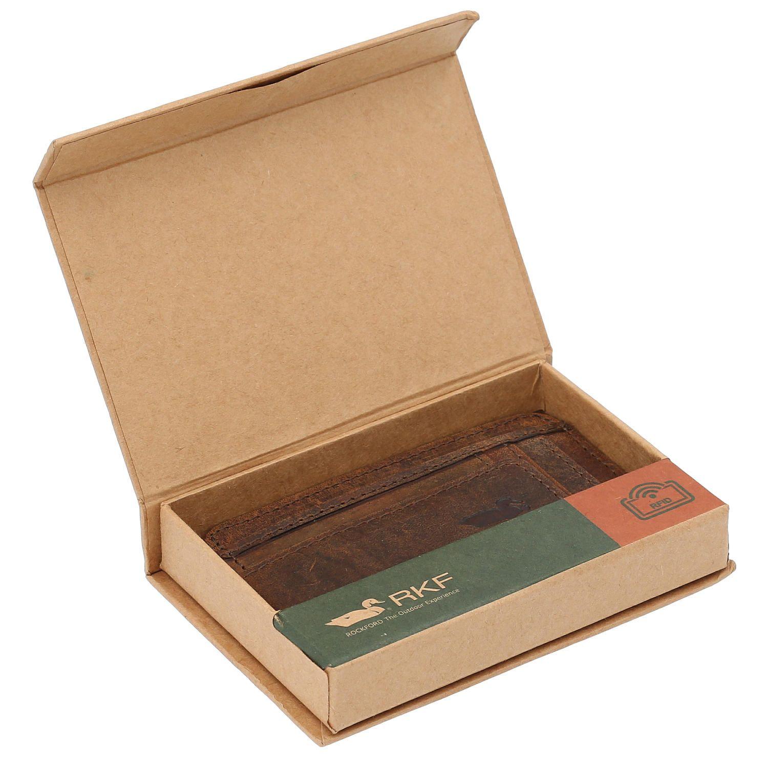 Billetera Cuero Hombre Hhu Cardhold Clip Café-2