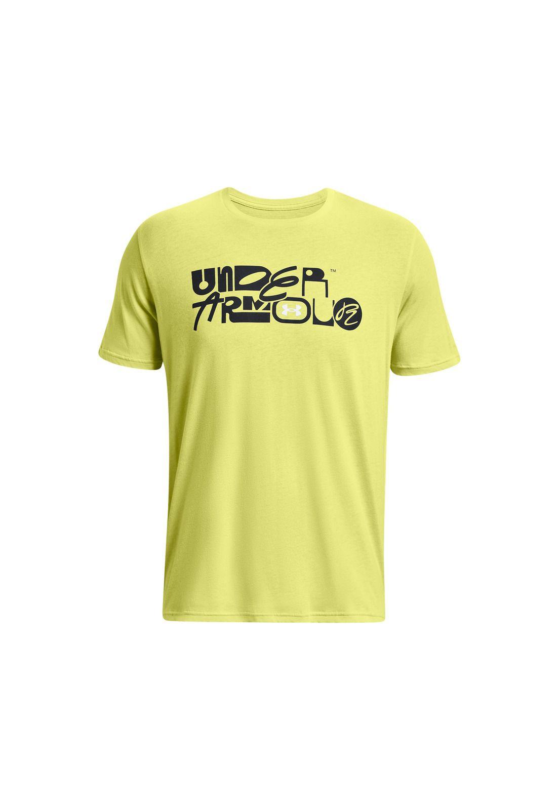 Polera UA Mixed Wordmark hombre Amarillo-0