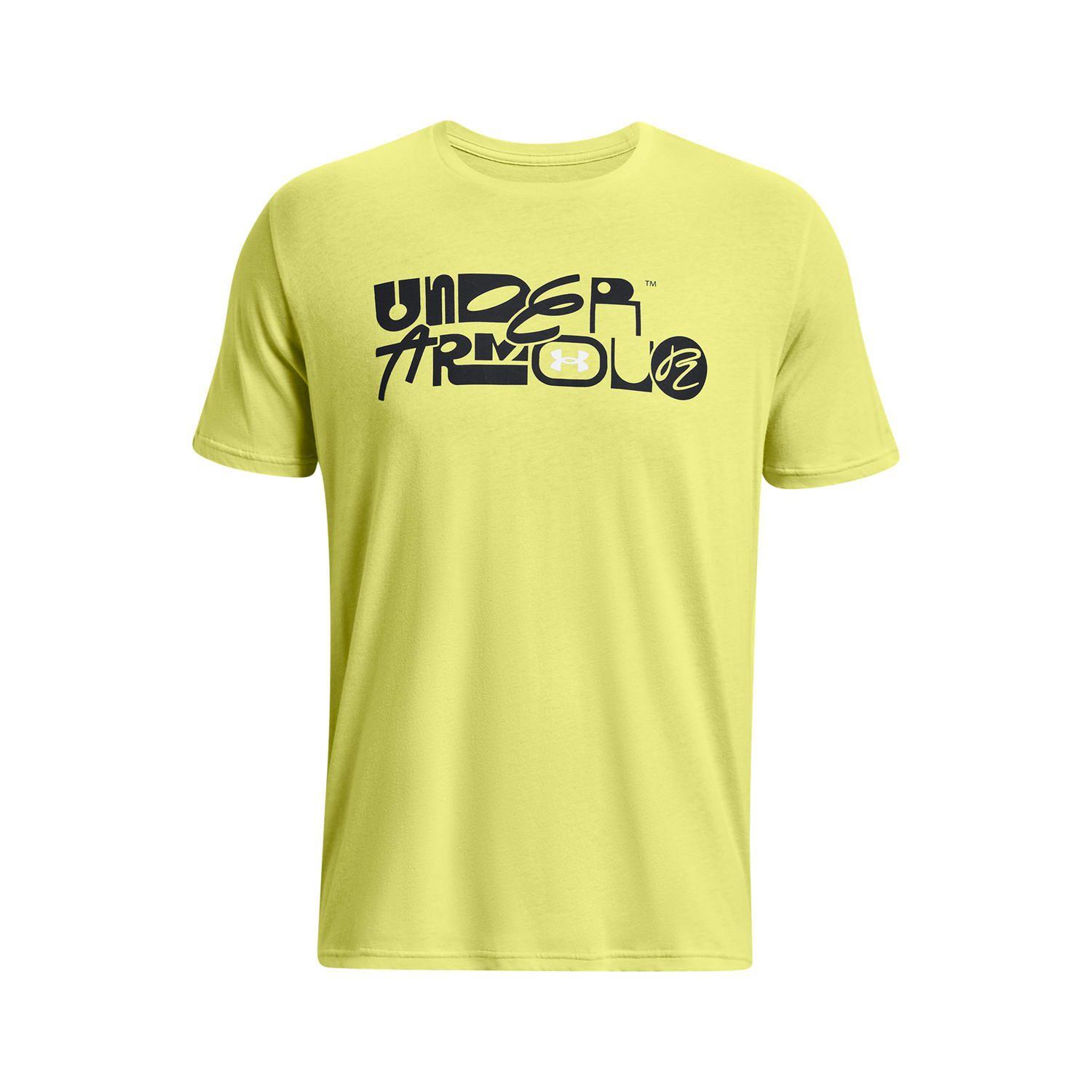 Polera UA Mixed Wordmark hombre Amarillo-0