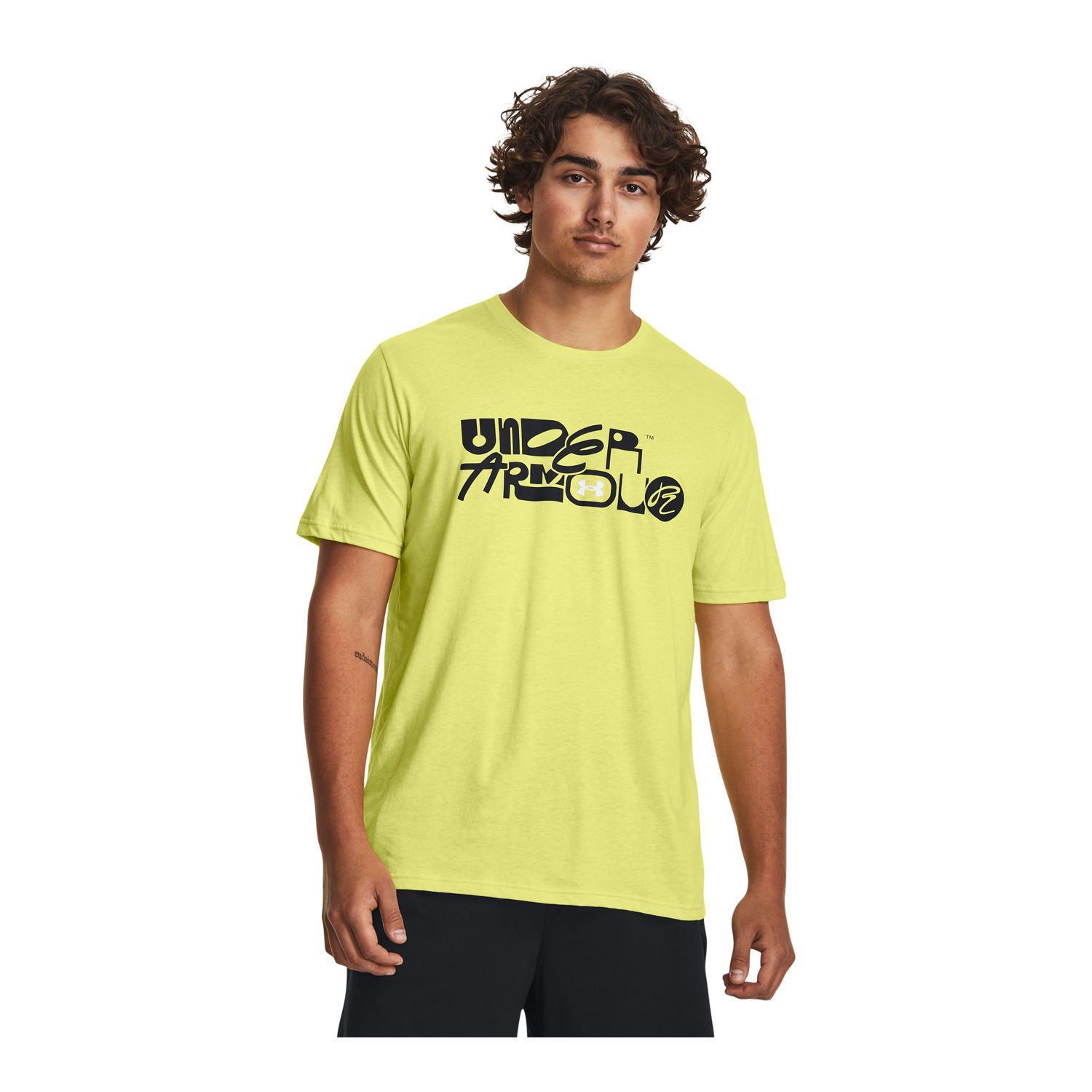 Polera UA Mixed Wordmark hombre Amarillo-3