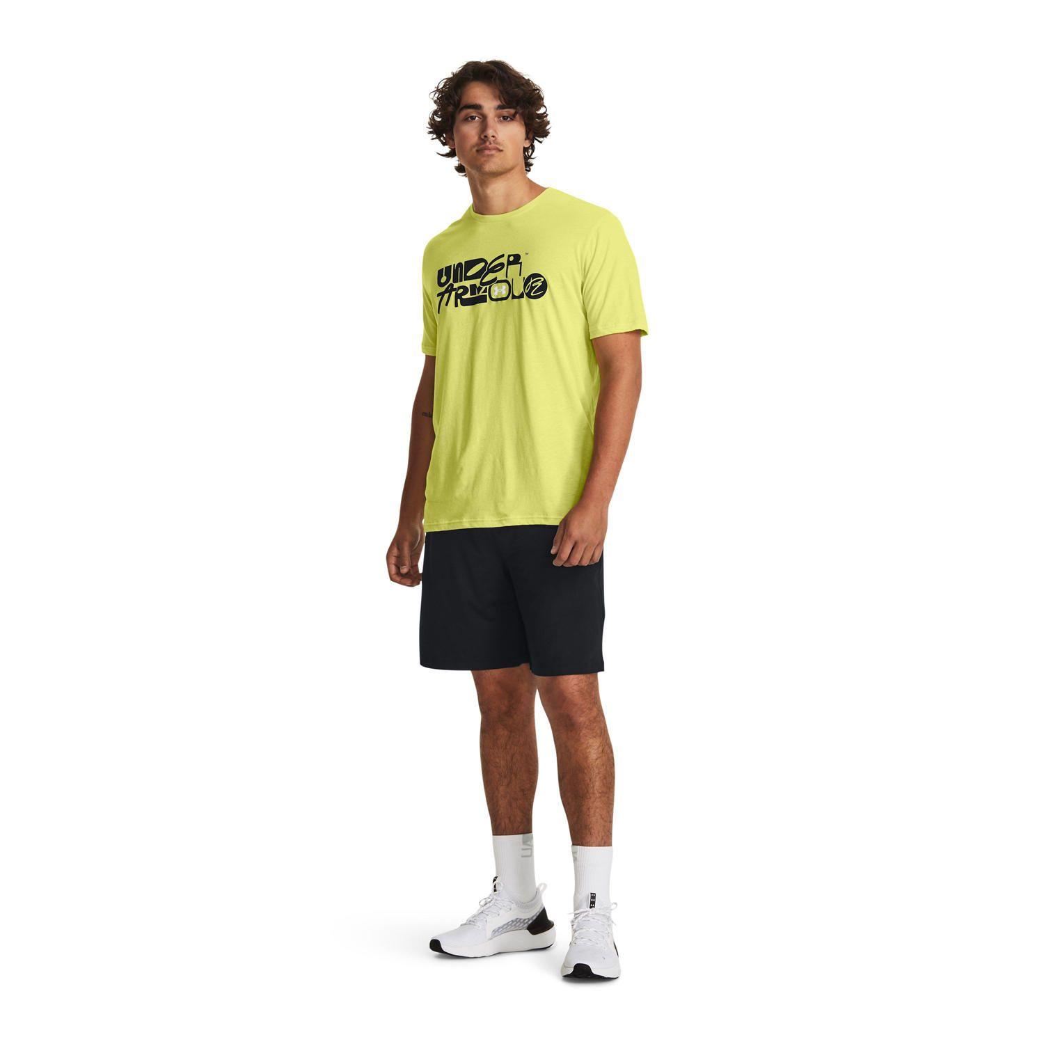 Polera UA Mixed Wordmark hombre Amarillo-5