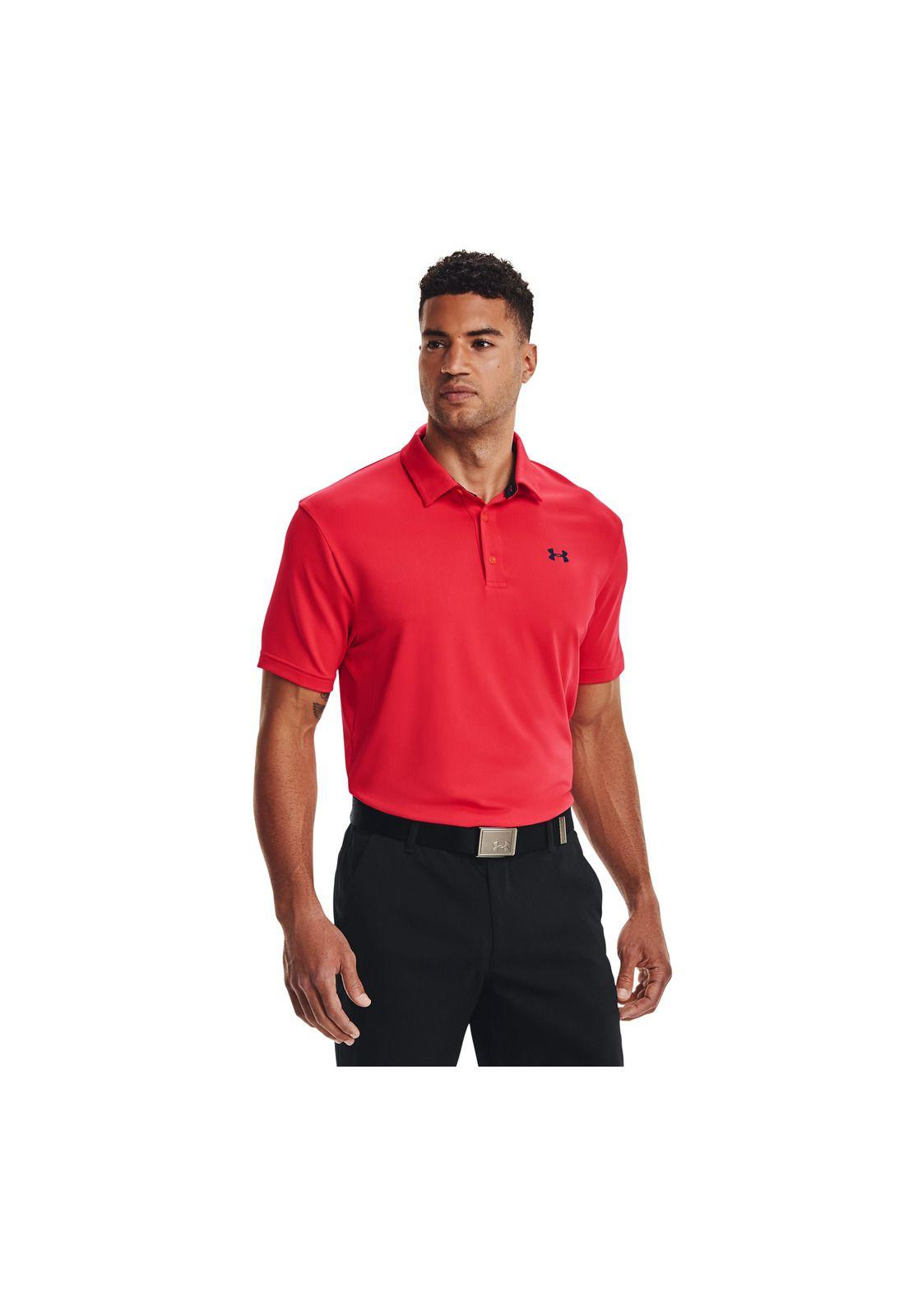 Polo UA Playoff Heather para hombre Rojo-3