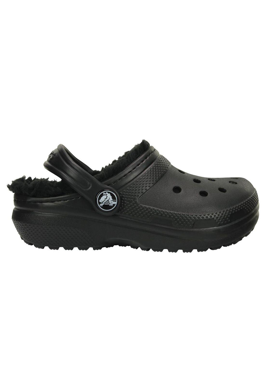 Zueco Crocs Niño Classic Lined Clog K Negro-0