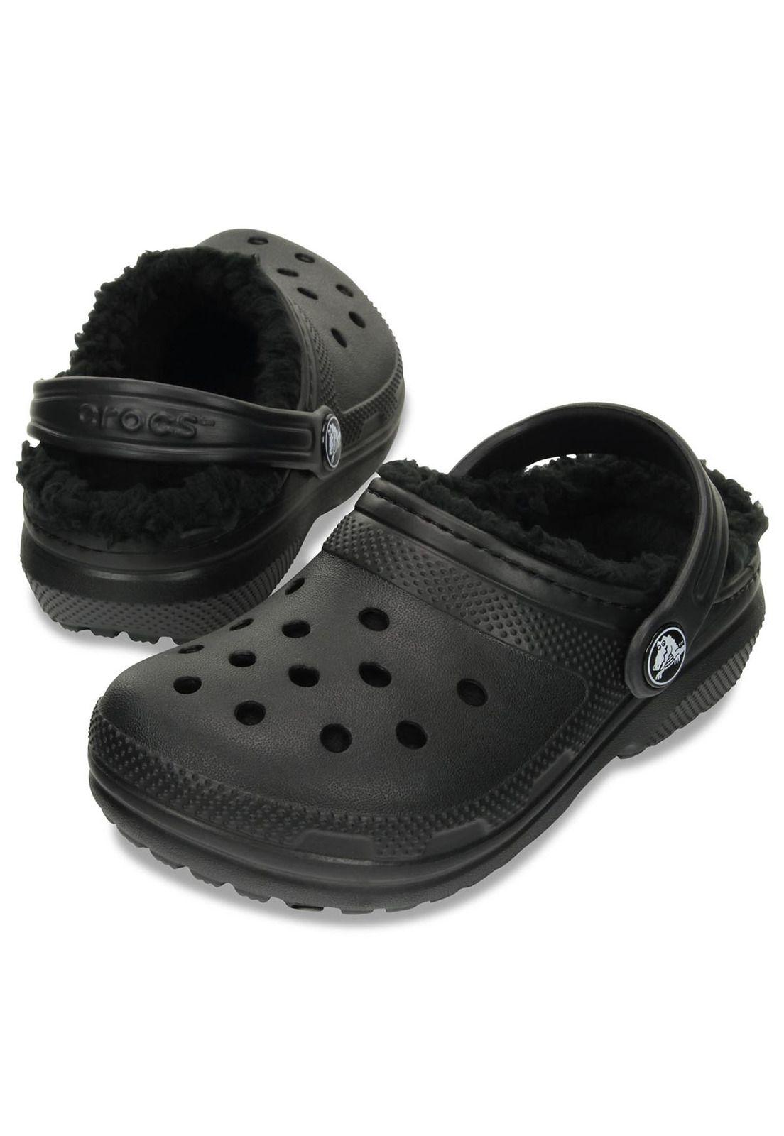 Zueco Crocs Niño Classic Lined Clog K Negro-3