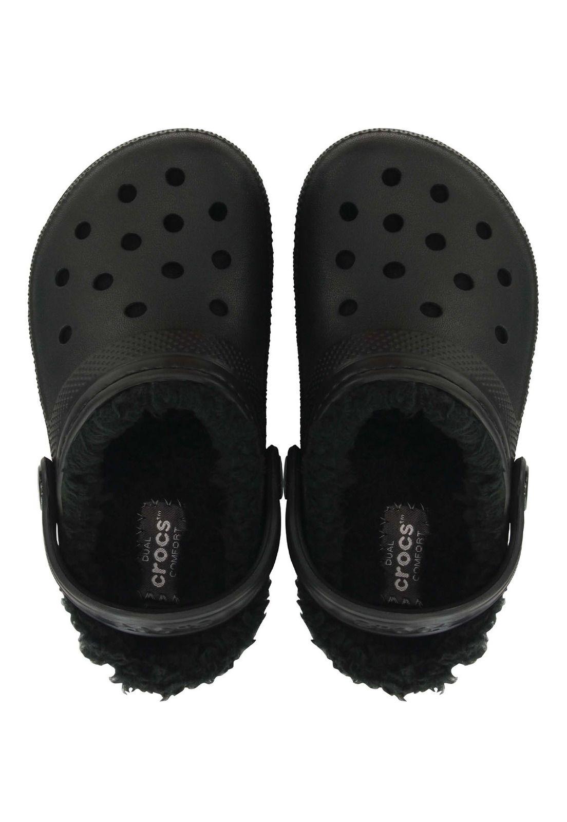 Zueco Crocs Niño Classic Lined Clog K Negro-4