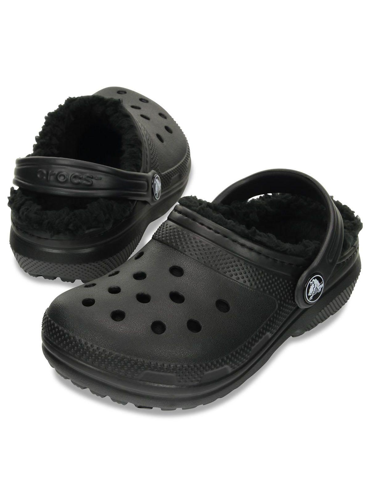 Zueco Crocs Niño Classic Lined Clog K Negro-3