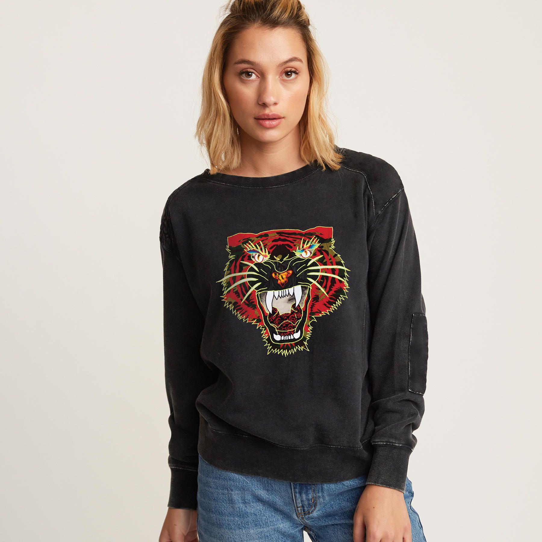 Polerón Mujer Mended Negro-0