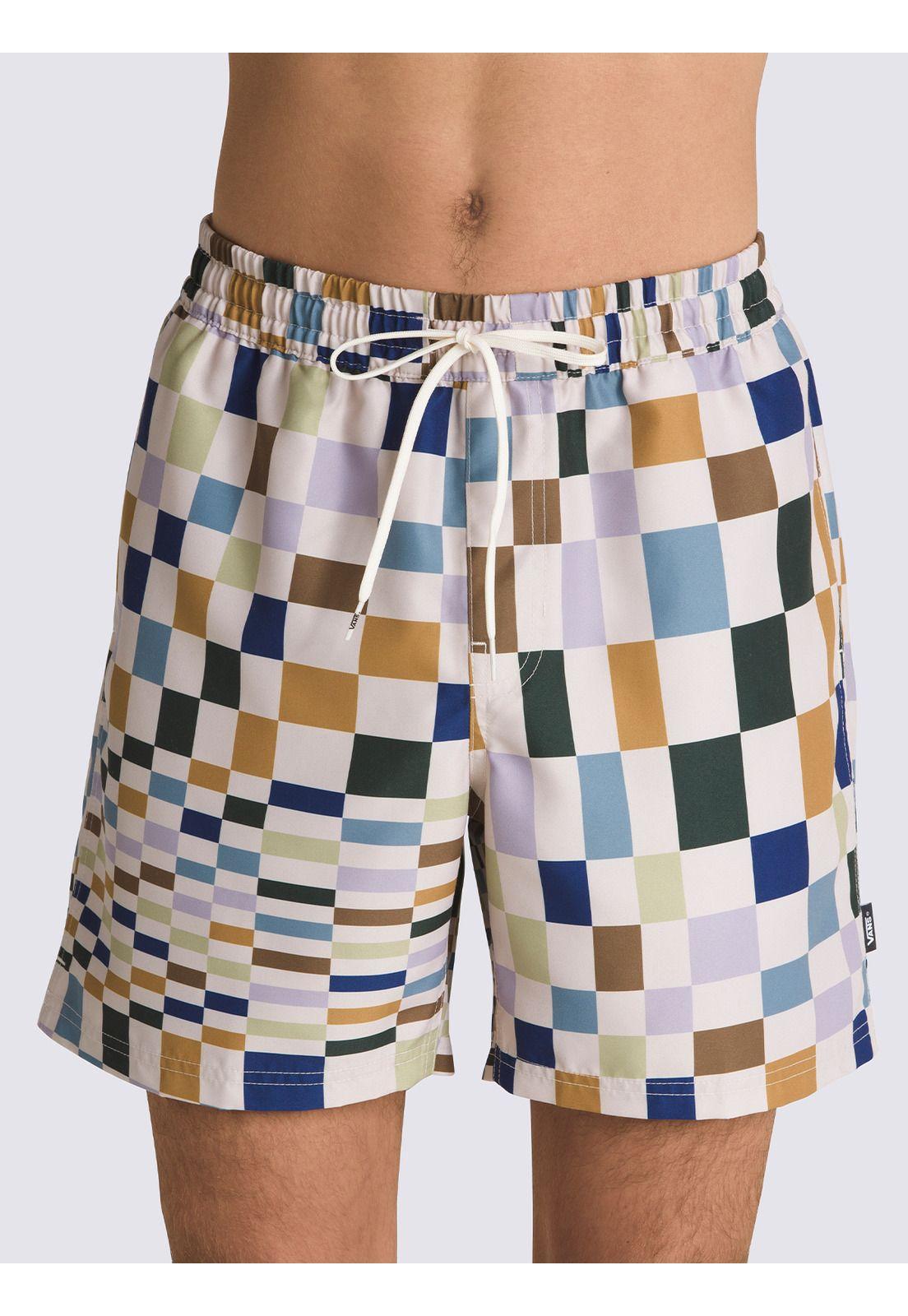 Traje De Baño Primary Print Elastic Blanco Hombre-0