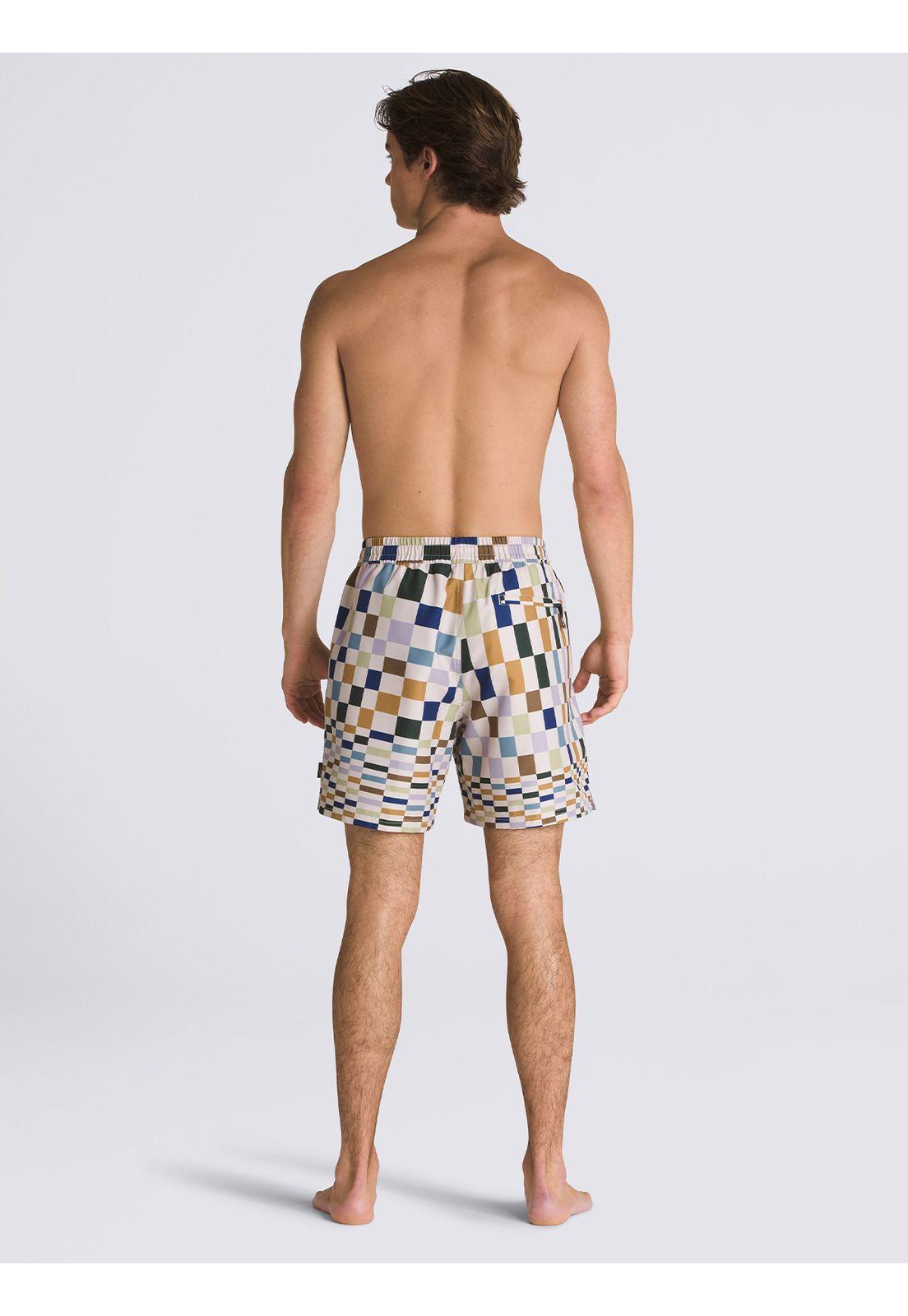 Traje De Baño Primary Print Elastic Blanco Hombre-3