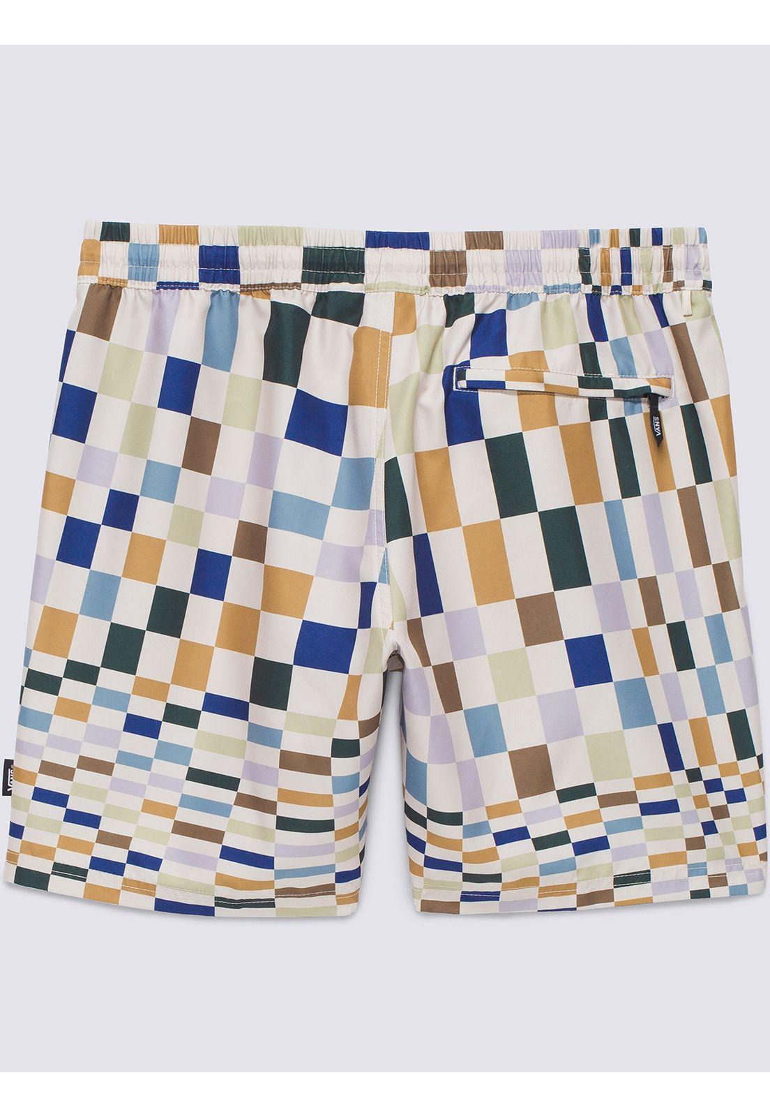 Traje De Baño Primary Print Elastic Blanco Hombre-8