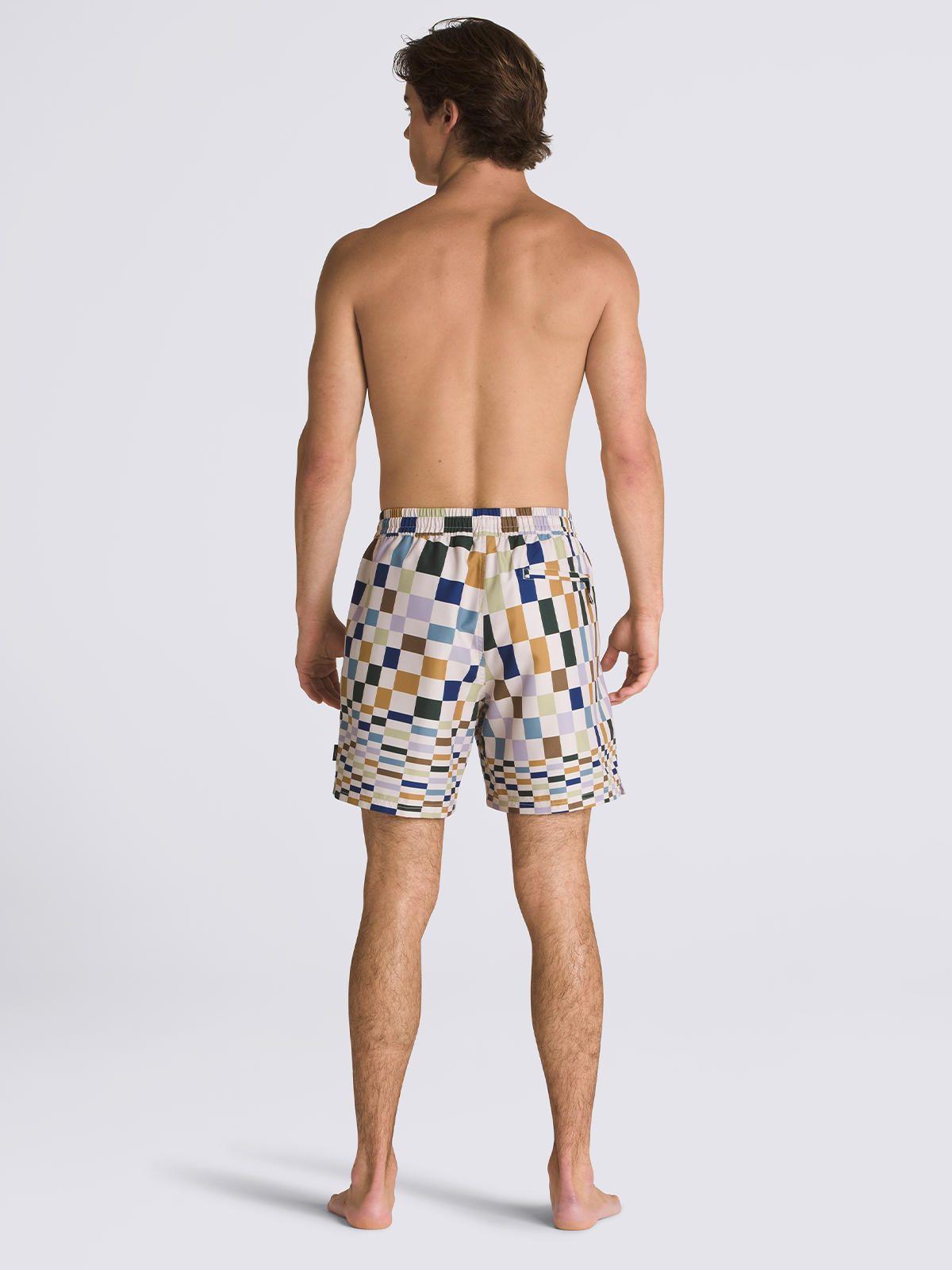 Traje De Baño Primary Print Elastic Blanco Hombre-3