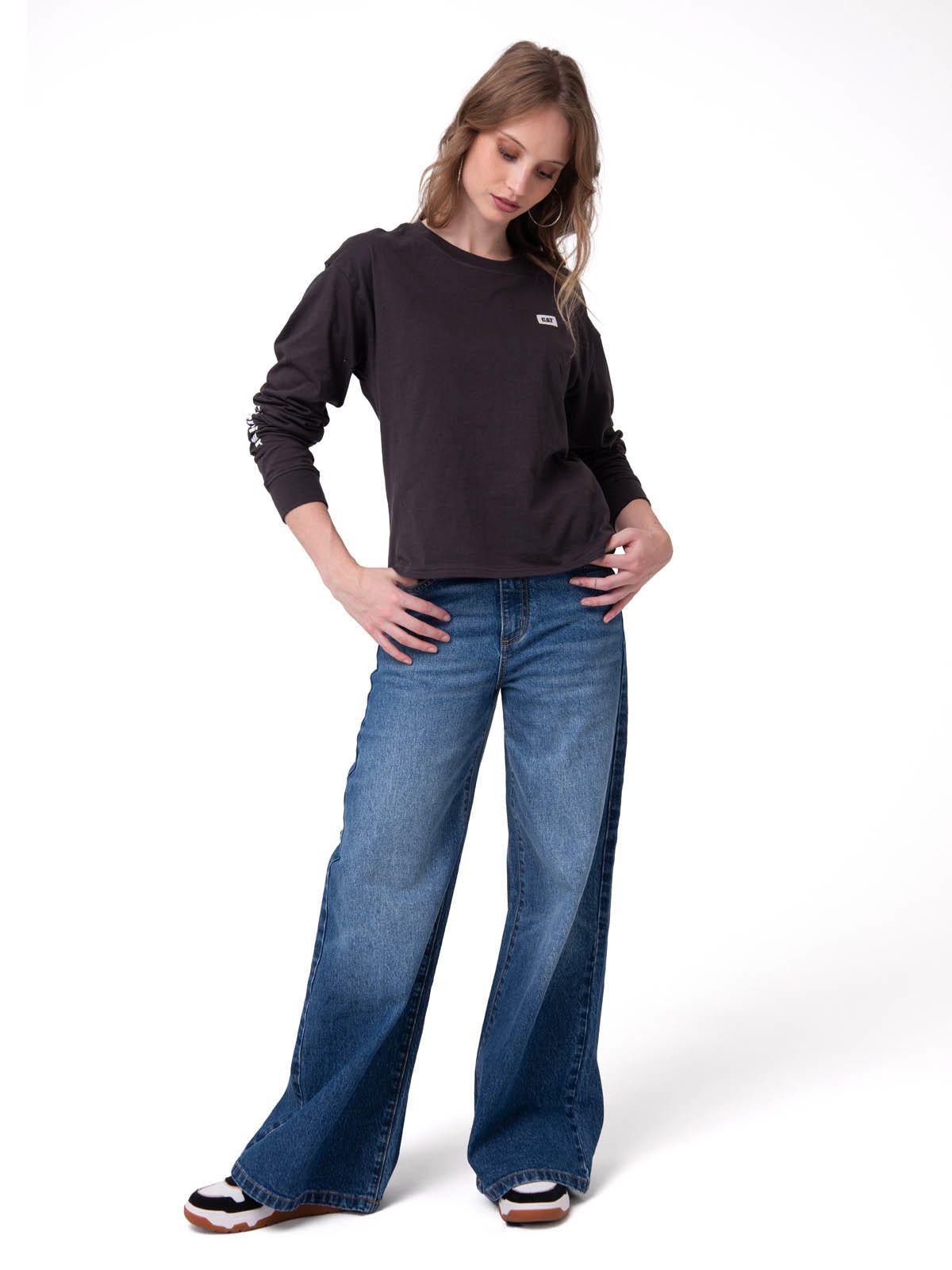 Polera Manga Larga Mujer Diseño Relaxed Negro -5