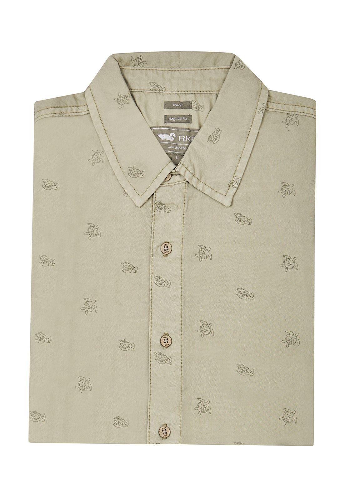 camisa Tencel Verde Musgo Tencelprint Hombre -4