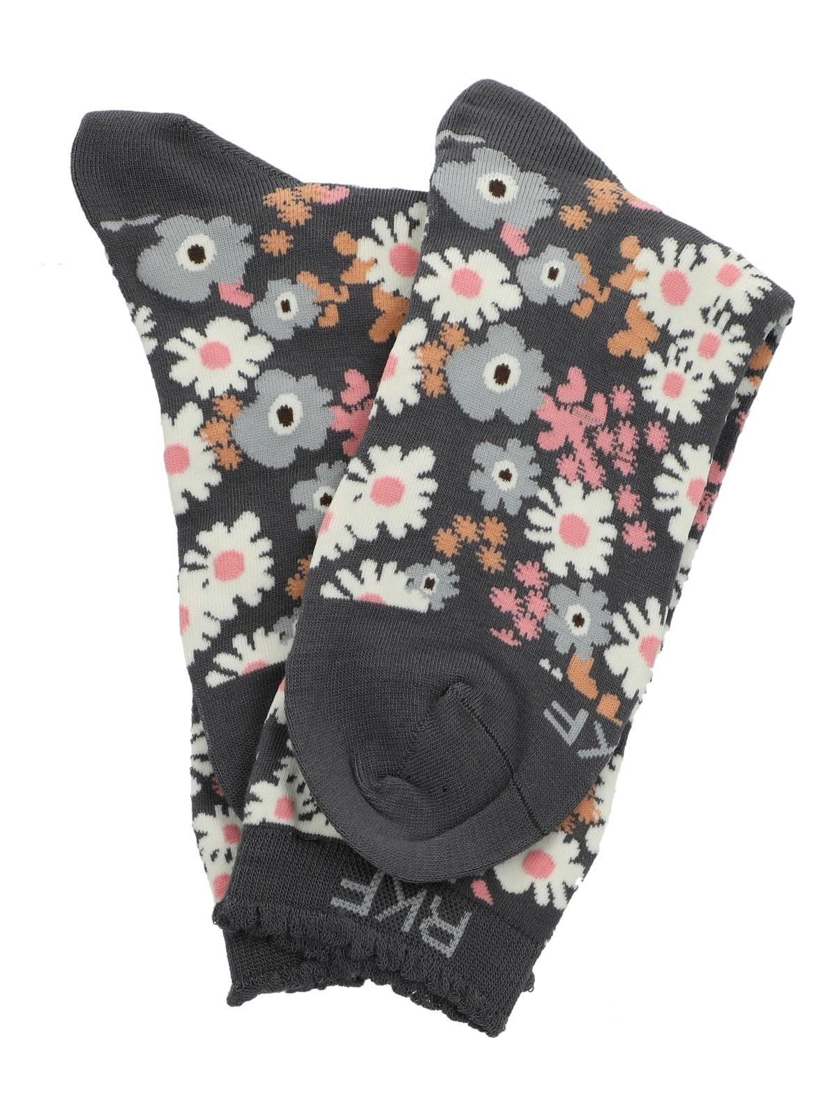 Calcetín Bambú Mujer C St Flowers Gris-2