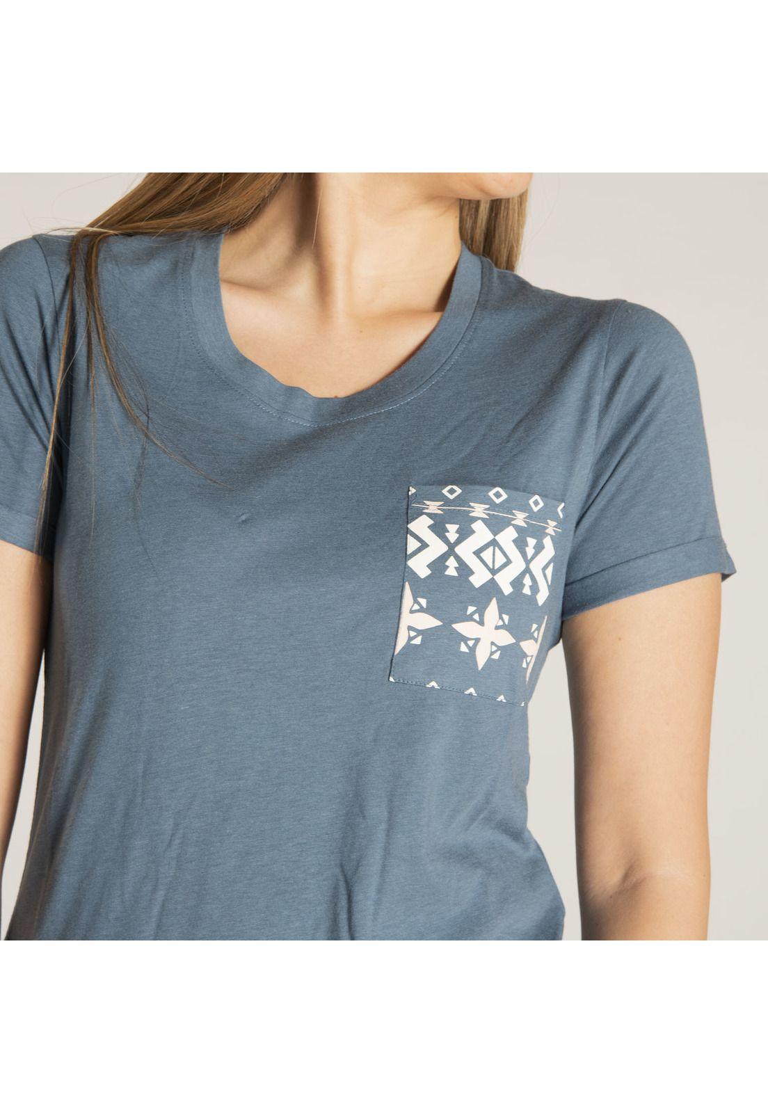 Polera M/C Mujer W Printed Pocket Tee Azul-2