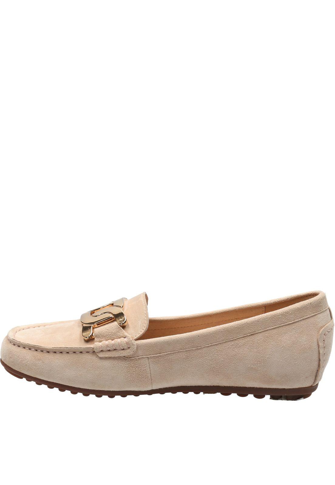 Mocasin Cuero Mujer Chain Beige-4