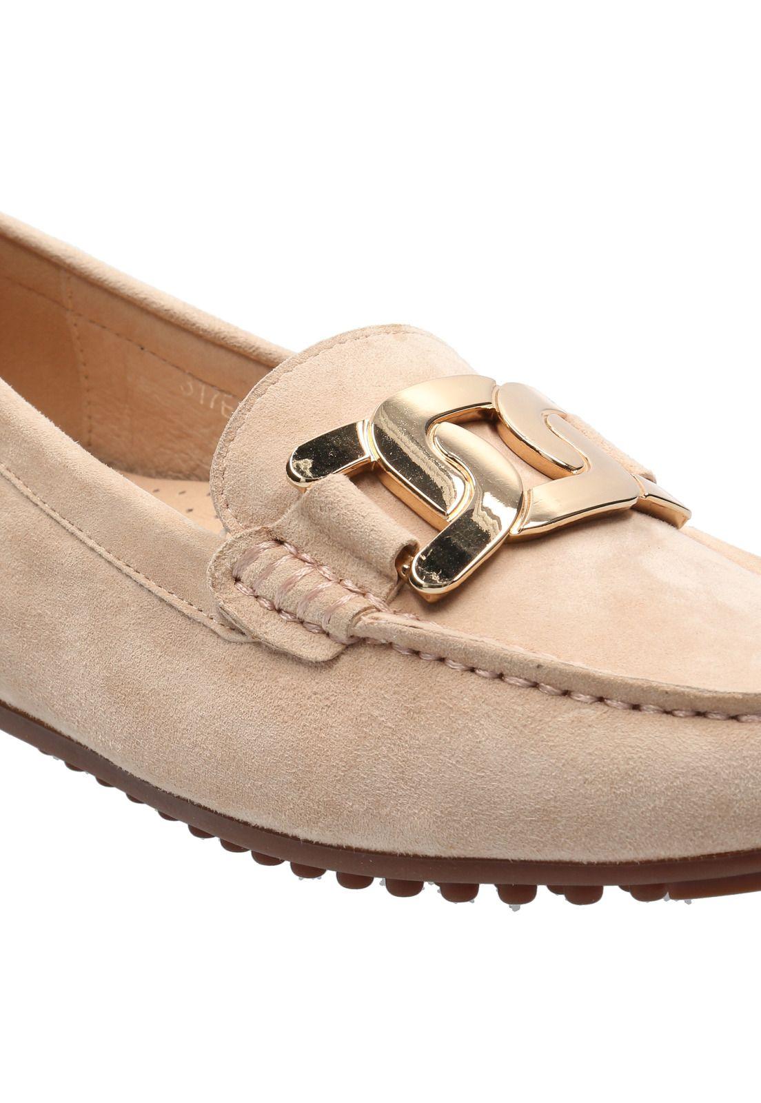 Mocasin Cuero Mujer Chain Beige-6