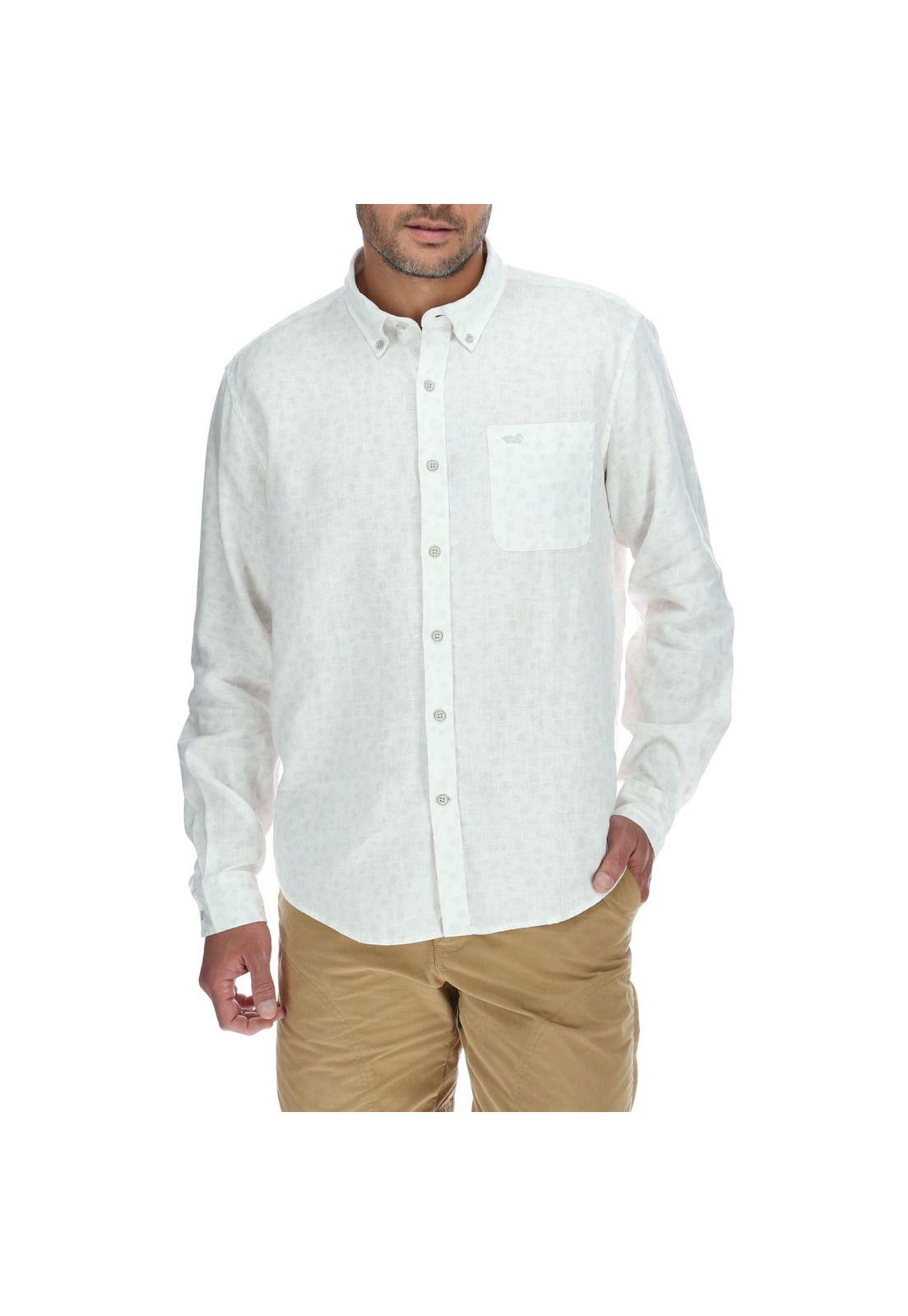 Camisa Lino Hombre Linenflowers Blanco Rockford-0