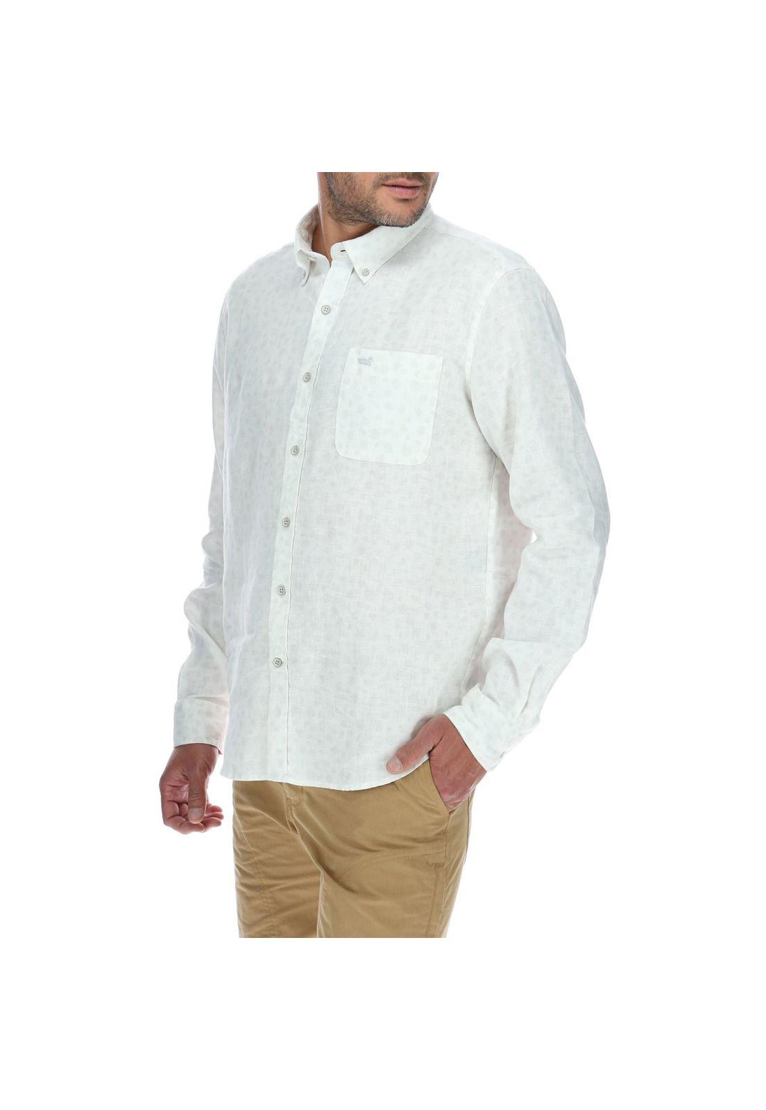Camisa Lino Hombre Linenflowers Blanco Rockford-1
